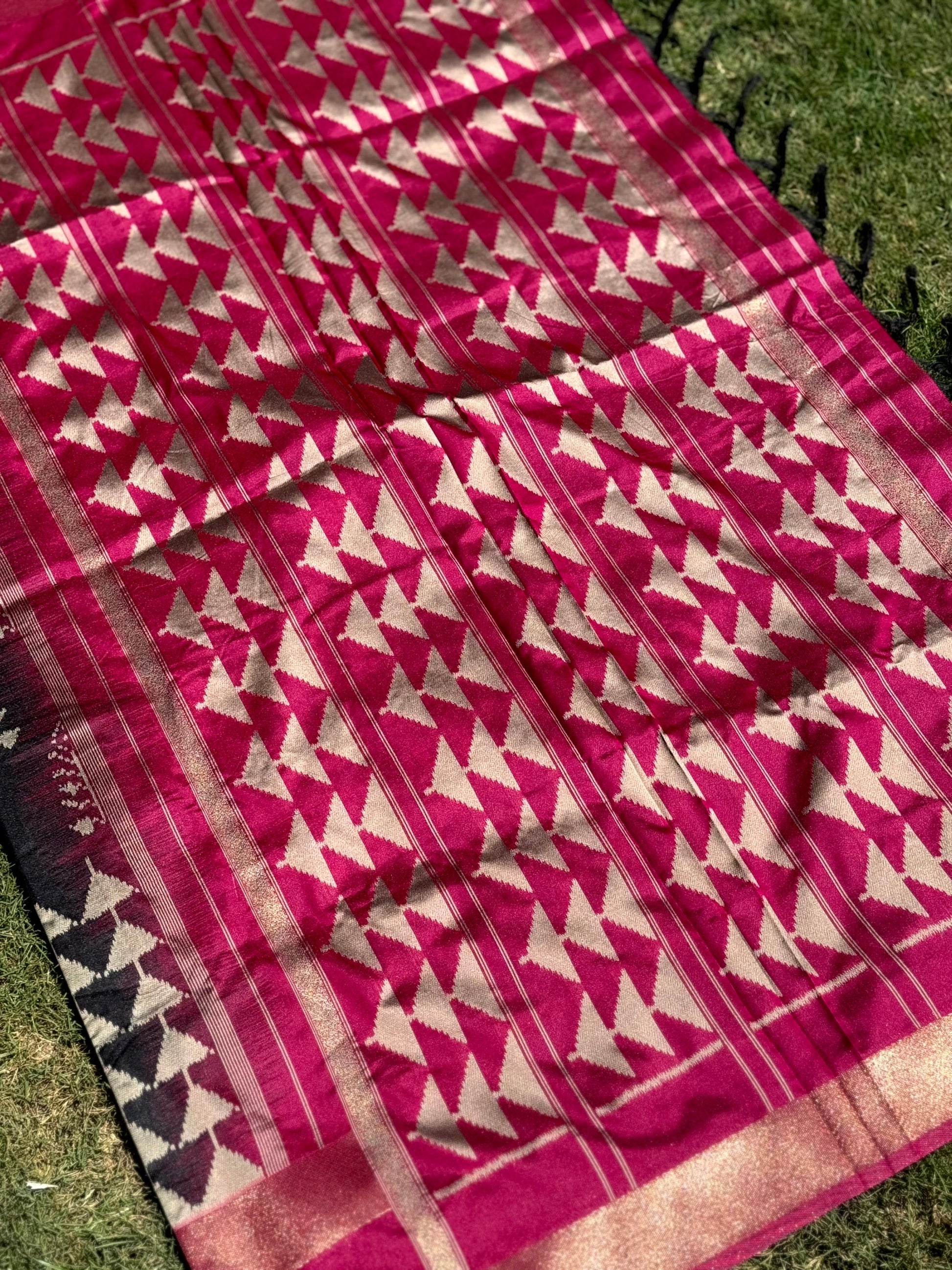 Radiant Black Soft Silk Ikkat Saree by My Store