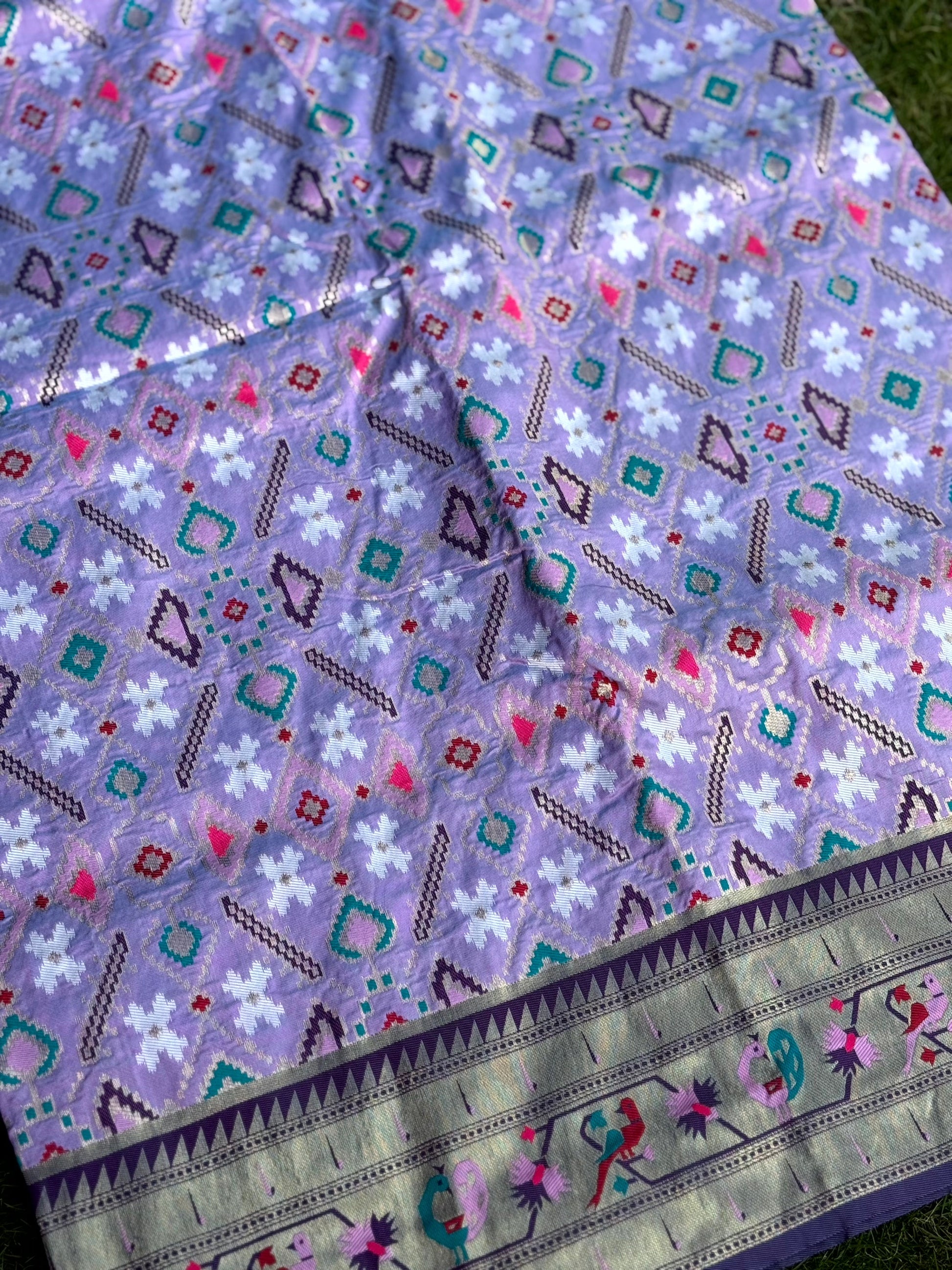 Light Lavender Patola Silk Zari Weaving Saree by My Store