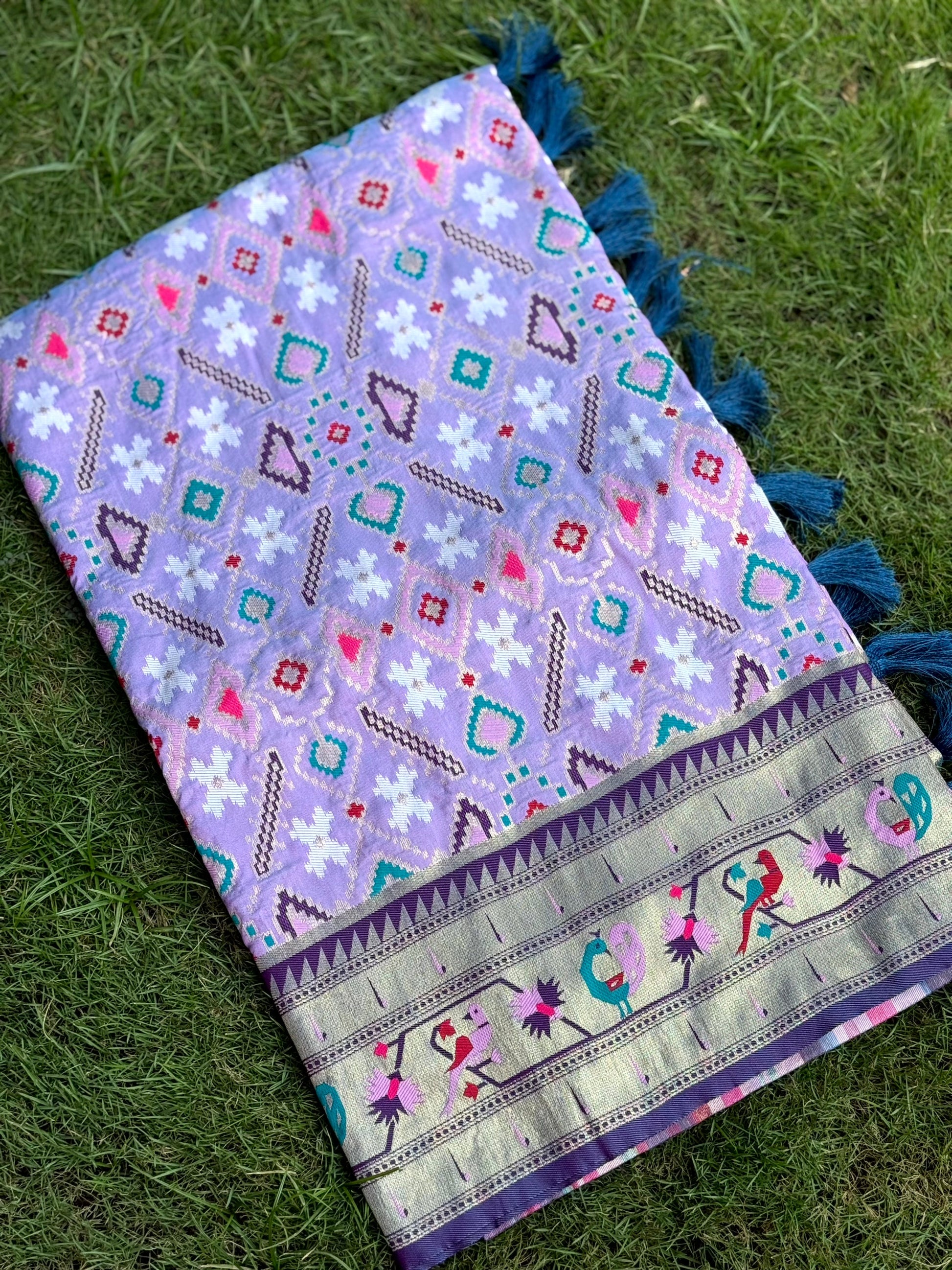 Light Lavender Patola Silk Zari Weaving Saree by My Store