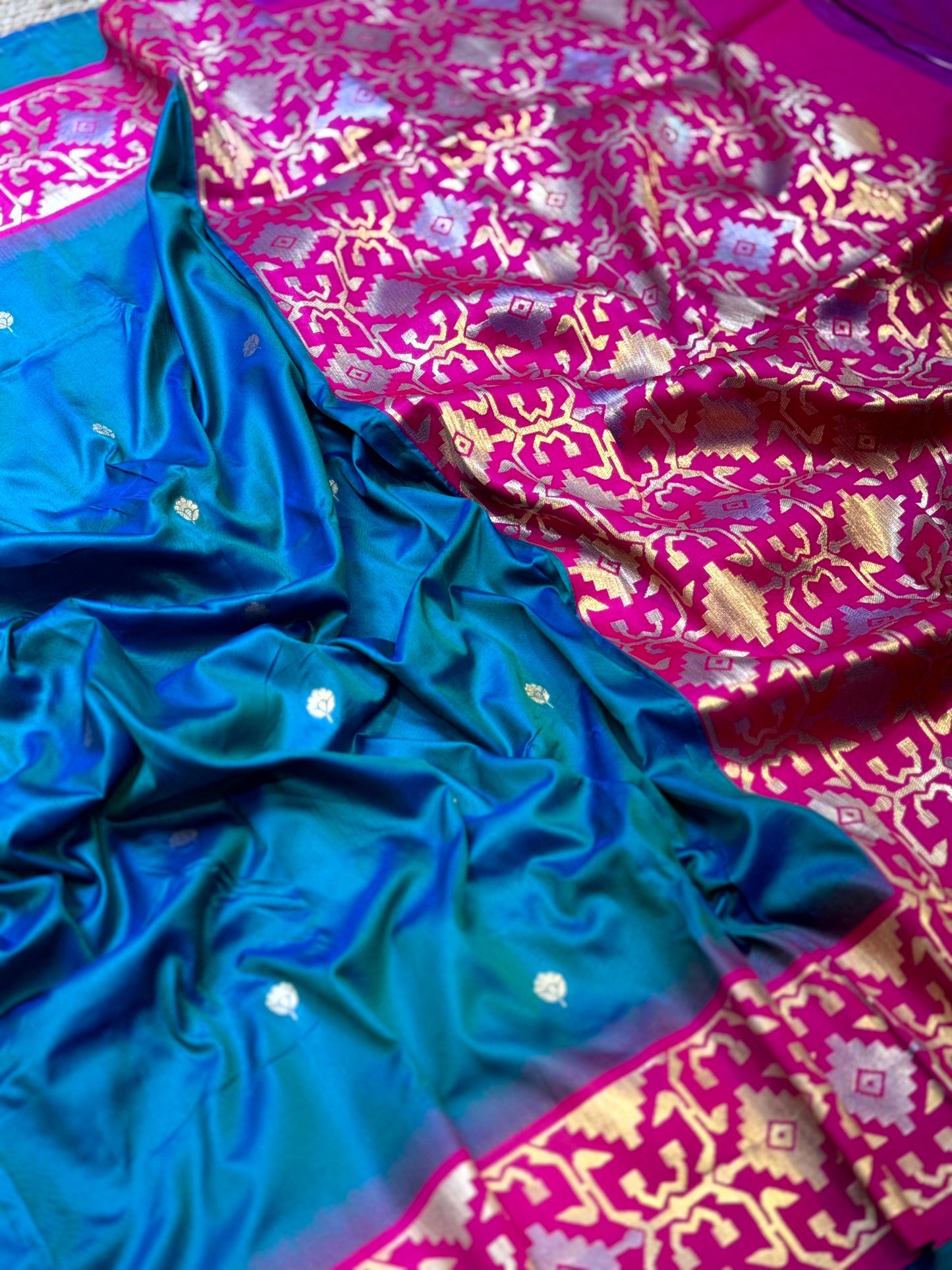 Azure Blue Soft Silk Kanjivaram Saree
