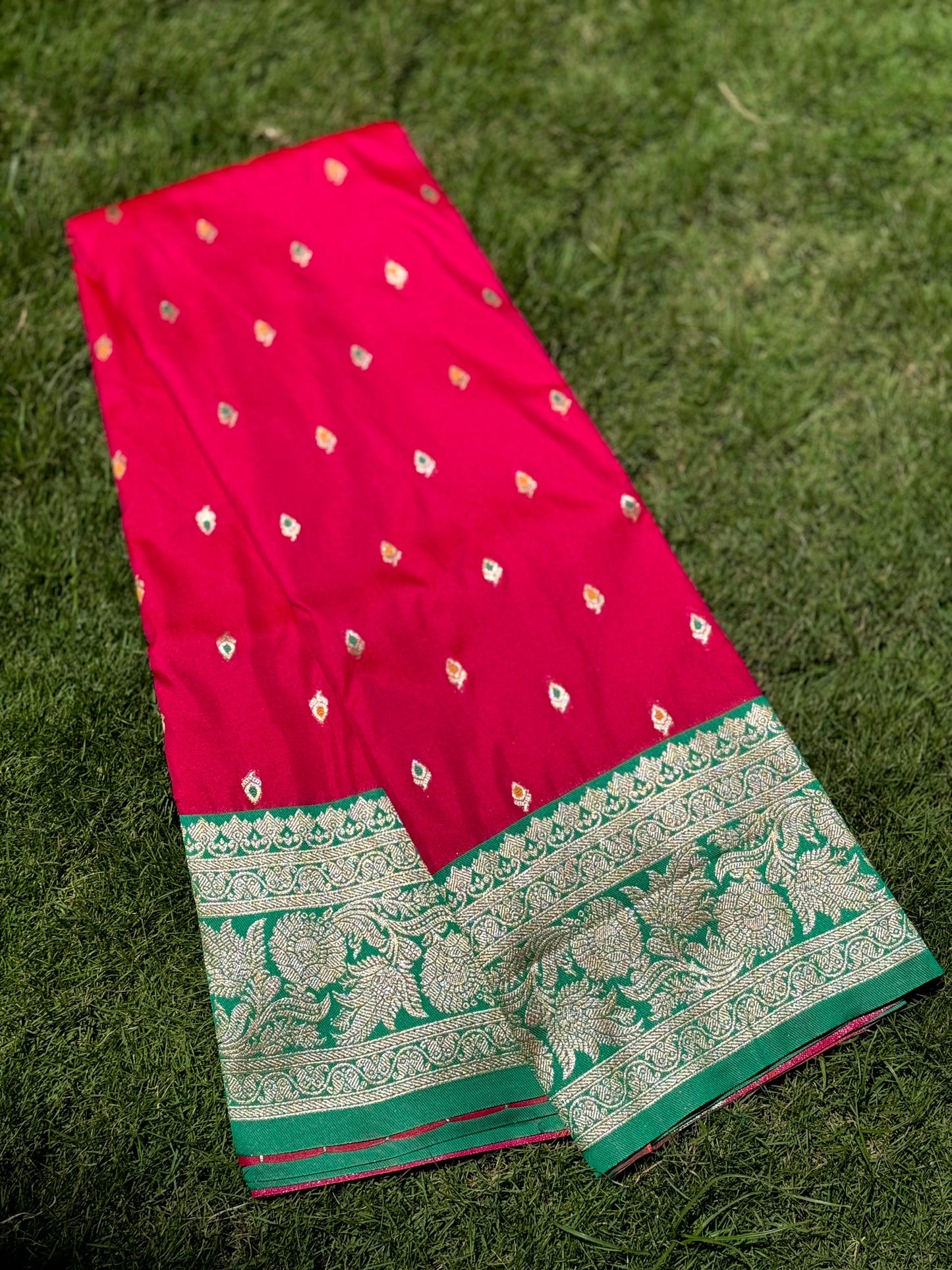 Bright Pink Soft Silk Kanjivaram Saree by My Store