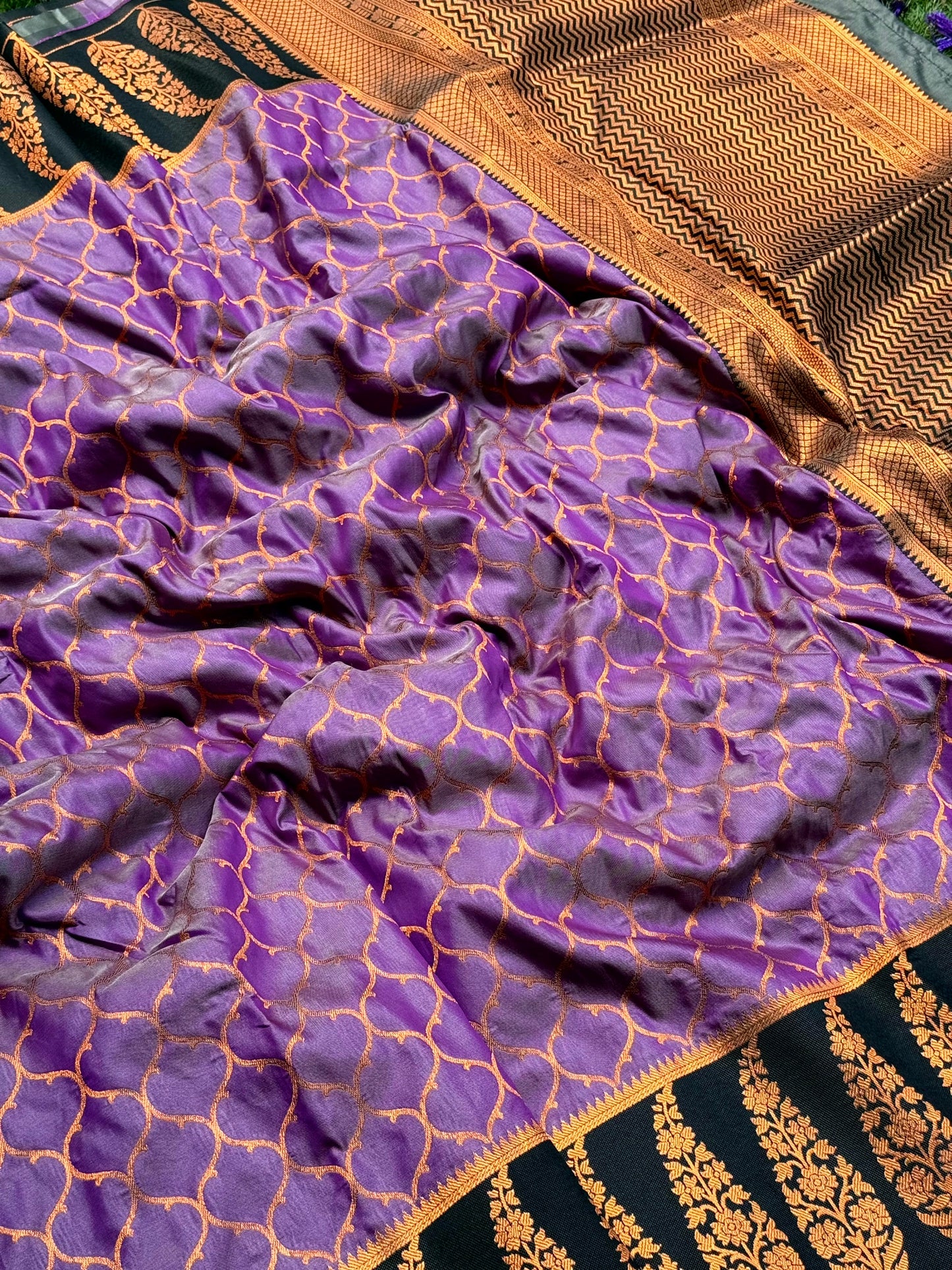 Lavender Soft Banarasi Katan Silk Saree by My Store