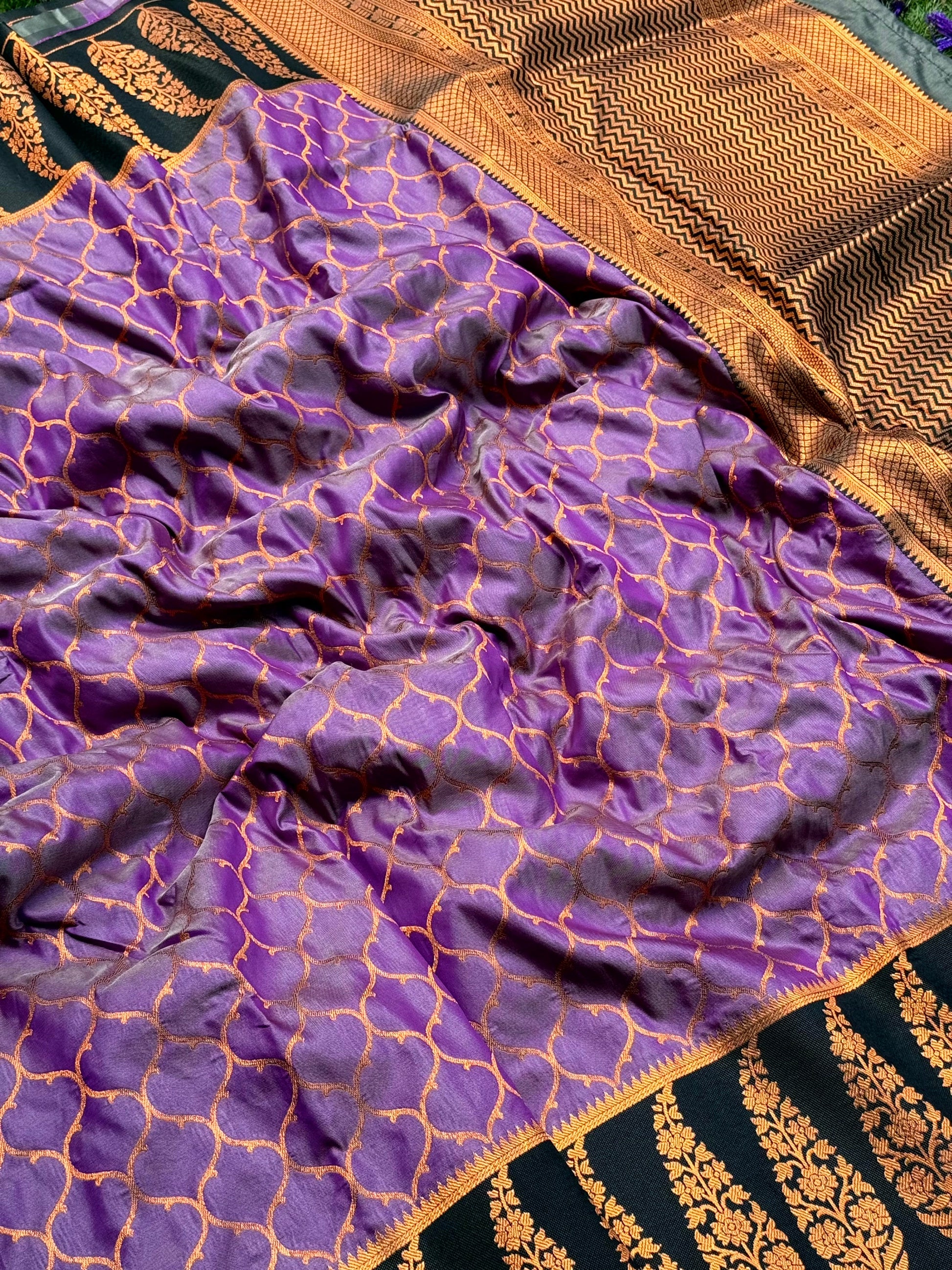 Lavender Soft Banarasi Katan Silk Saree by My Store