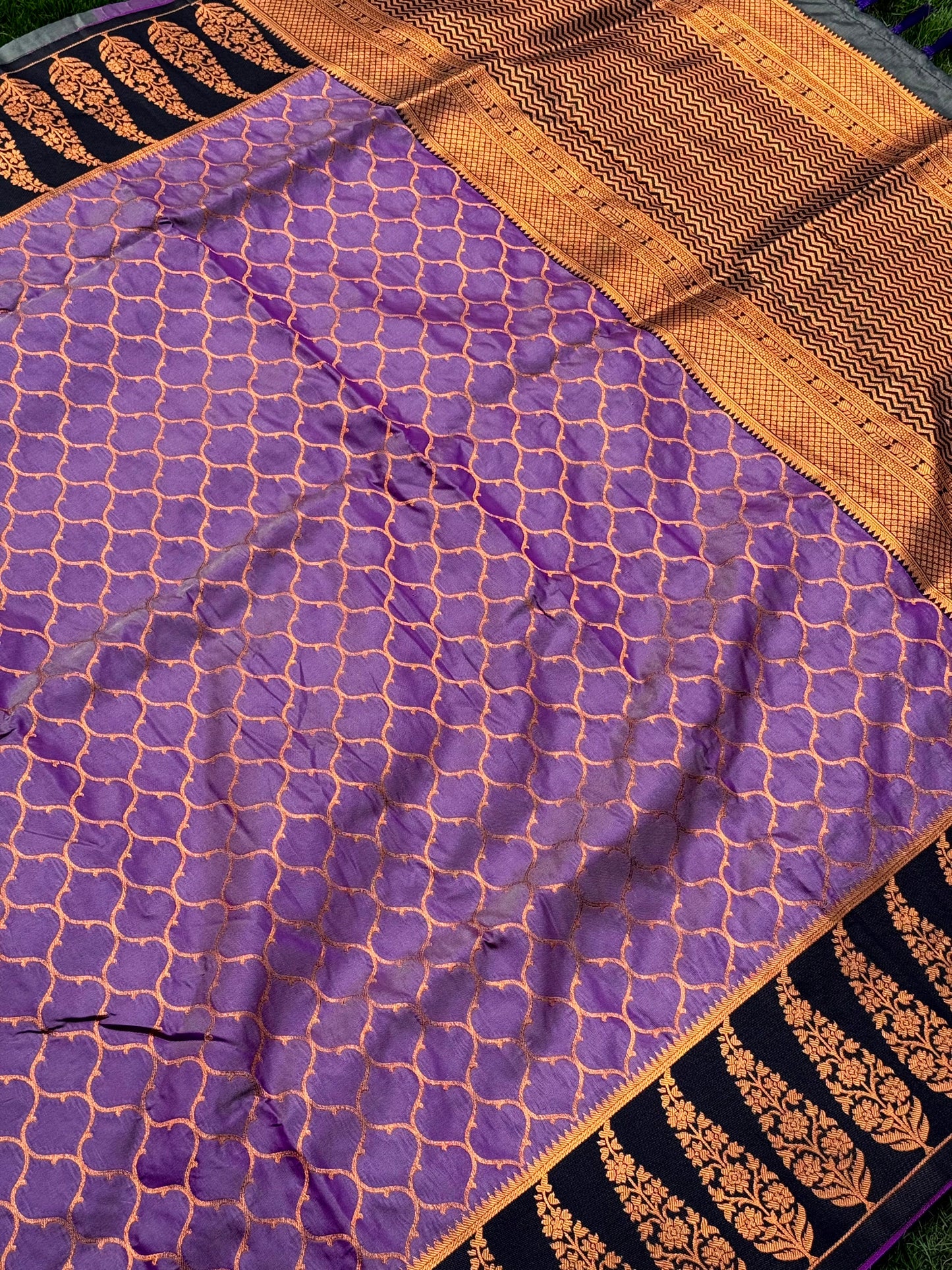 Lavender Soft Banarasi Katan Silk Saree by My Store