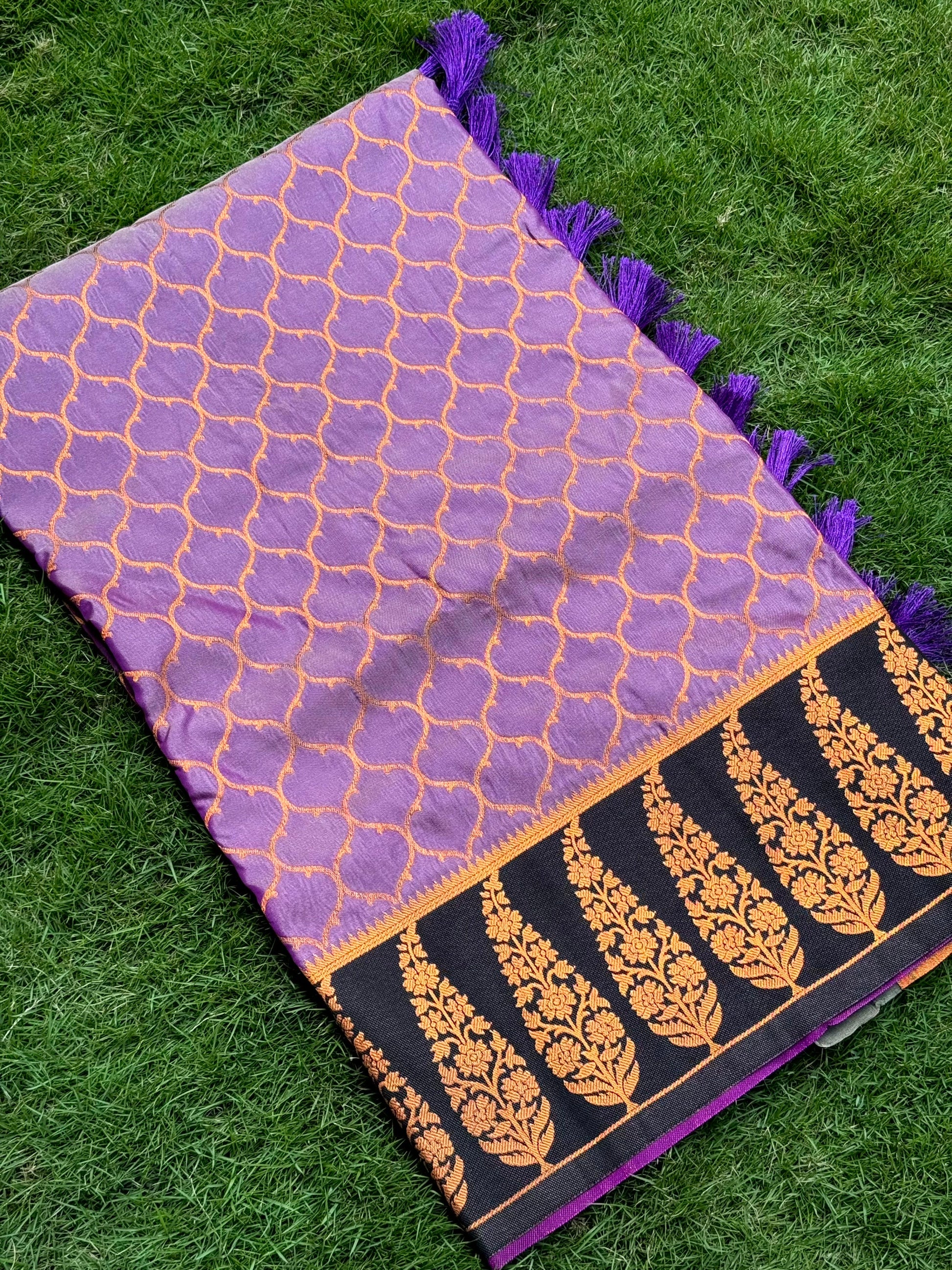 Lavender Soft Banarasi Katan Silk Saree by My Store