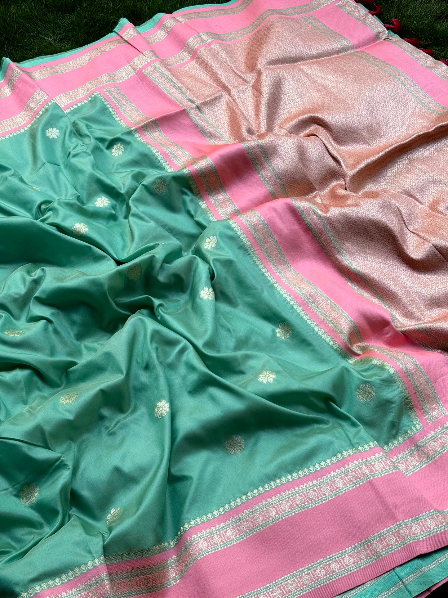 Pista Soft Silk Floral Butta Saree by My Store