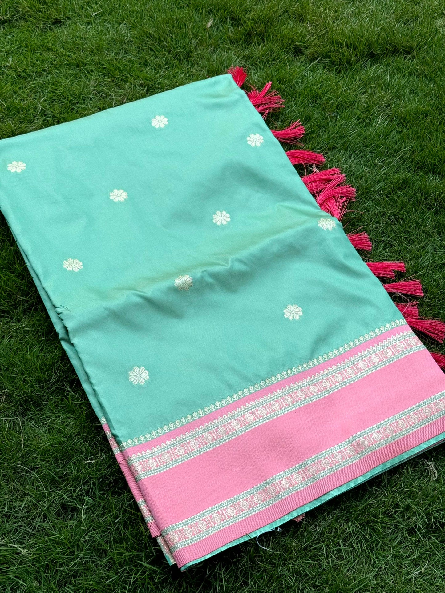 Pista Soft Silk Floral Butta Saree by My Store