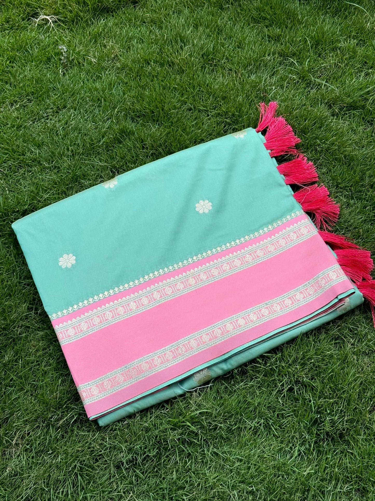 Pista Soft Silk Floral Butta Saree by My Store