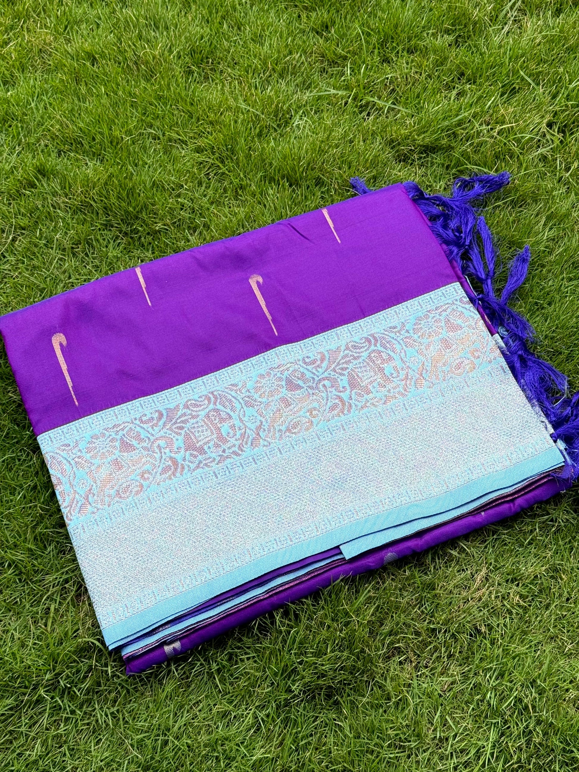 Purple Gold Zari Soft Silk Paithani Saree by My Store