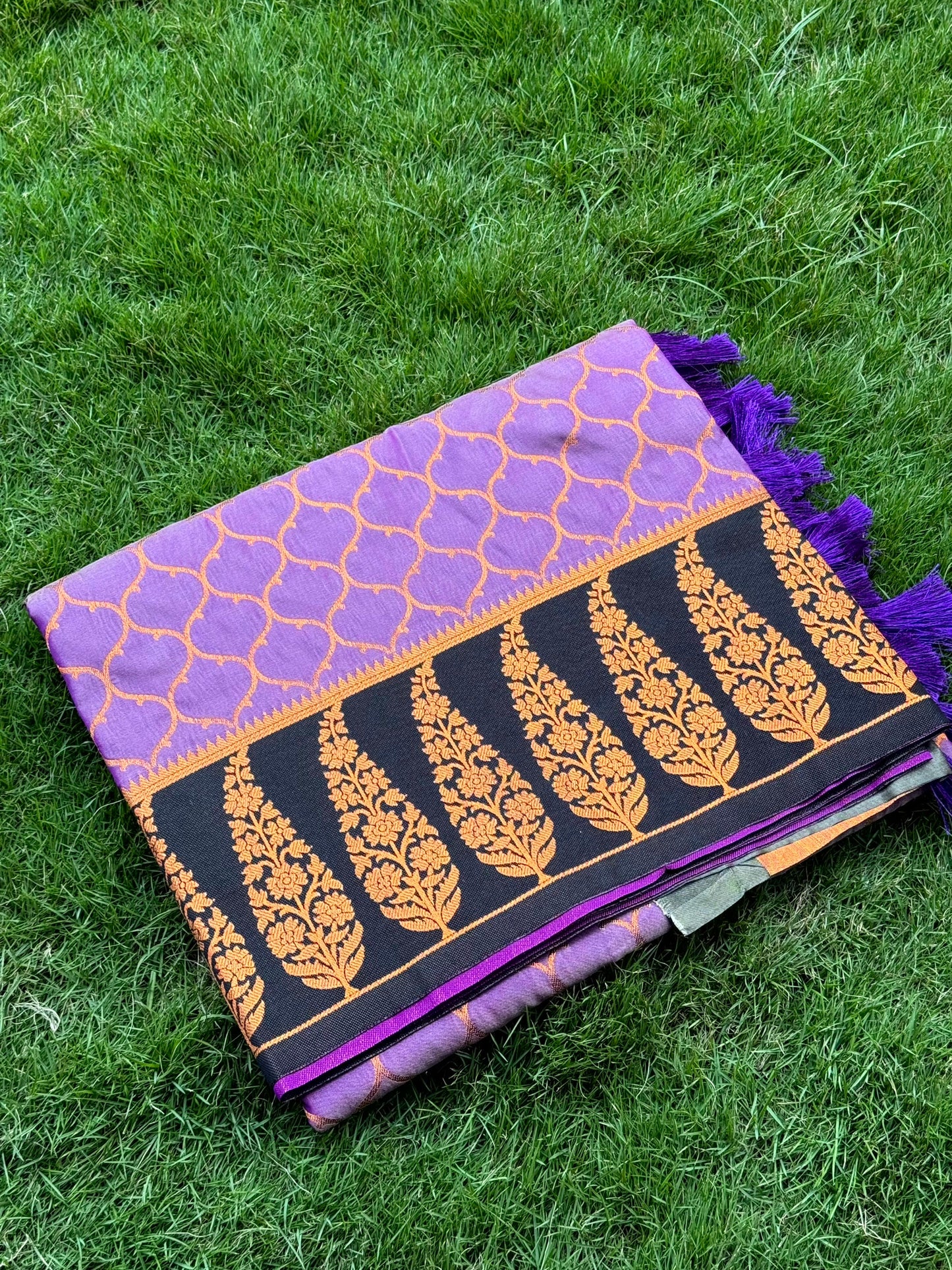 Lavender Soft Banarasi Katan Silk Saree by My Store