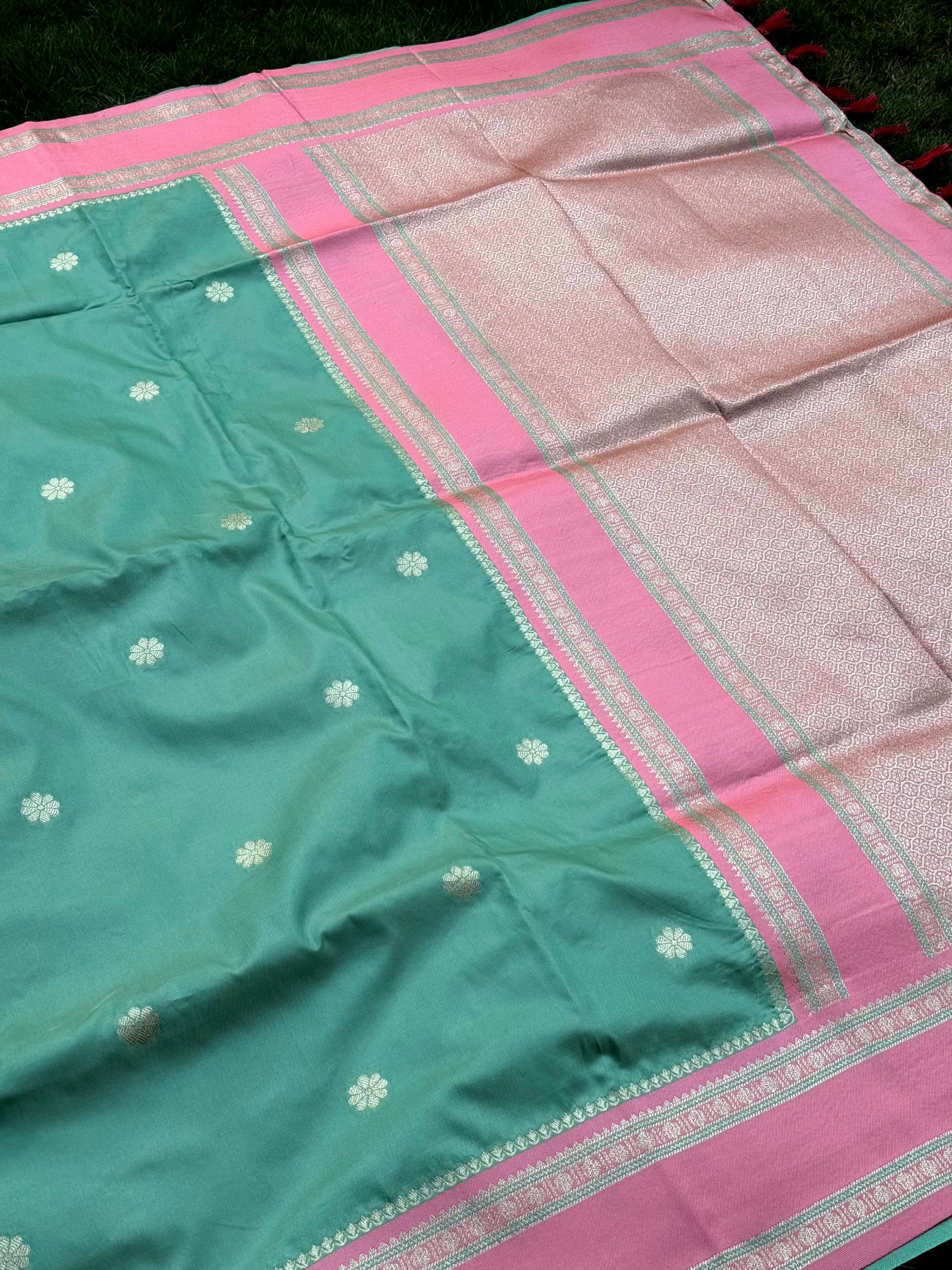 Pista Soft Silk Floral Butta Saree by My Store