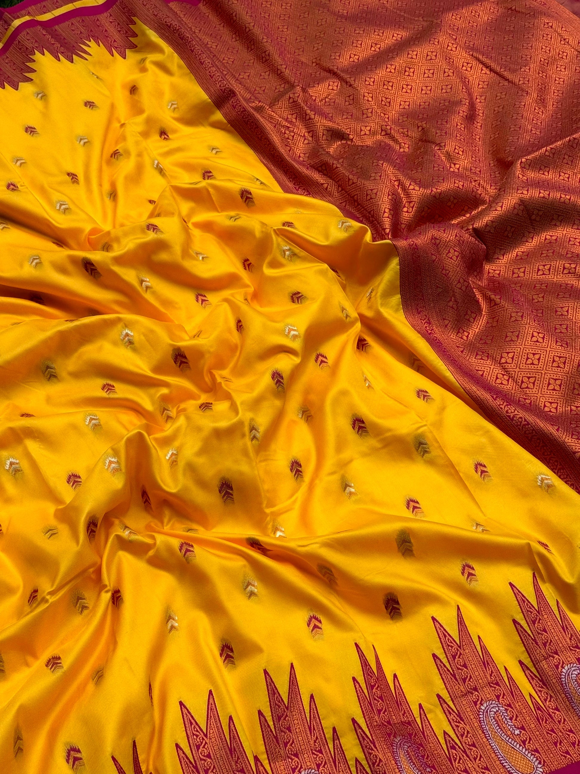 Mustard Yellow Soft Silk Kanjivaram Saree by My Store