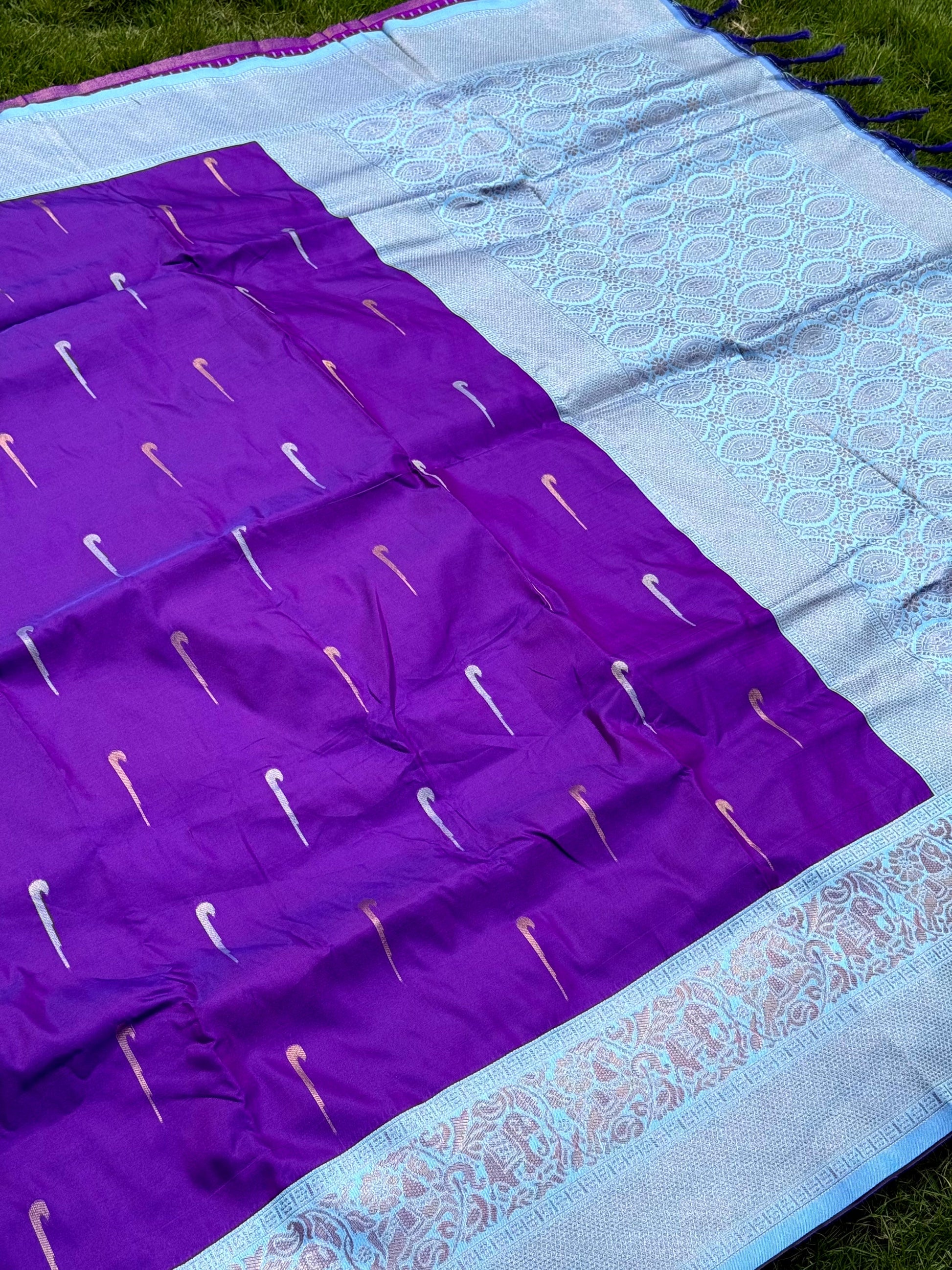 Purple Gold Zari Soft Silk Paithani Saree by My Store