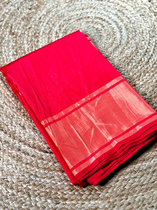 Radiant Pink Soft Silk Gold Zari Weaving Saree by My Store