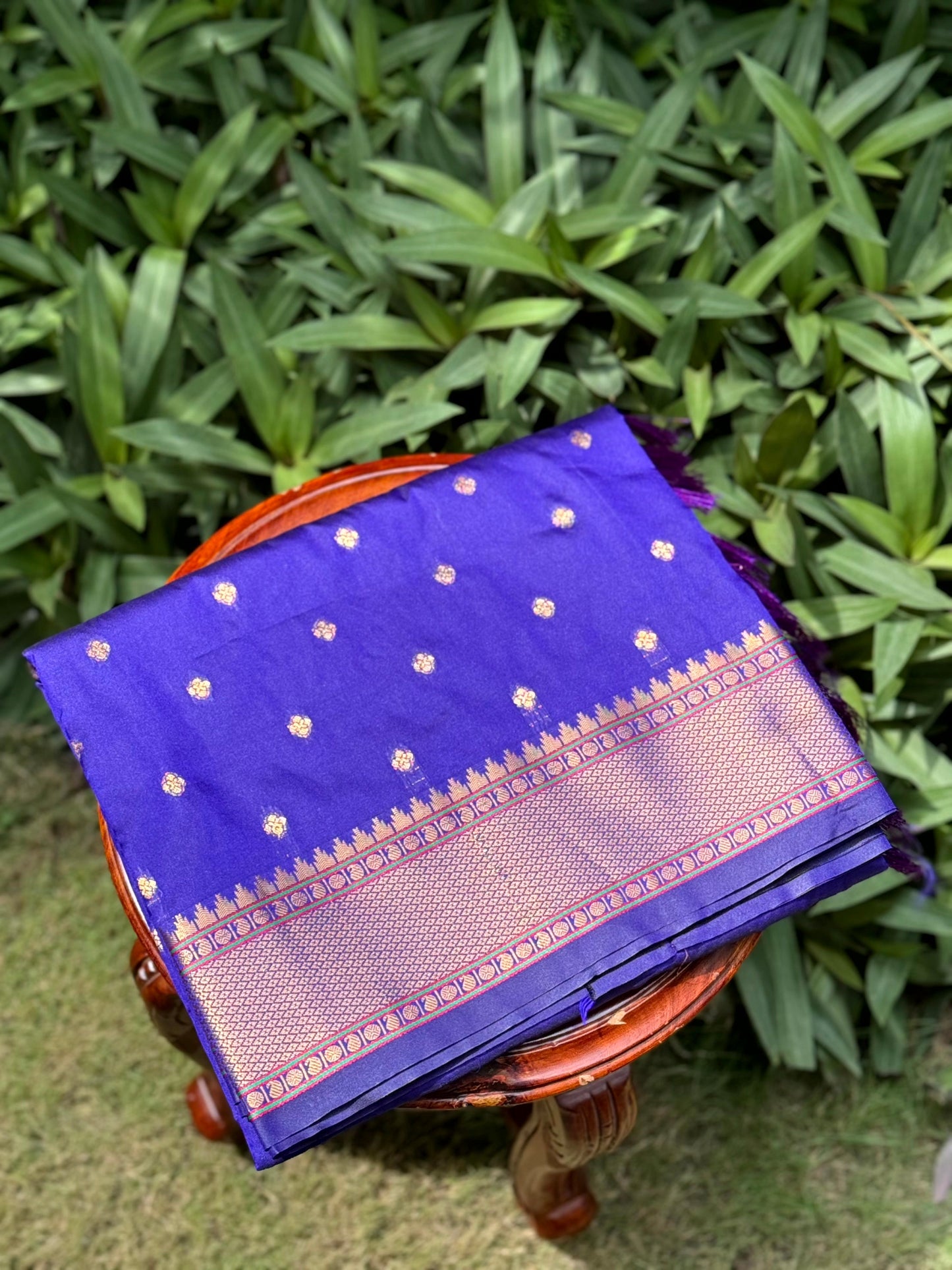 Purple Copper Zari Woven Soft Silk Paithani Saree by My Store