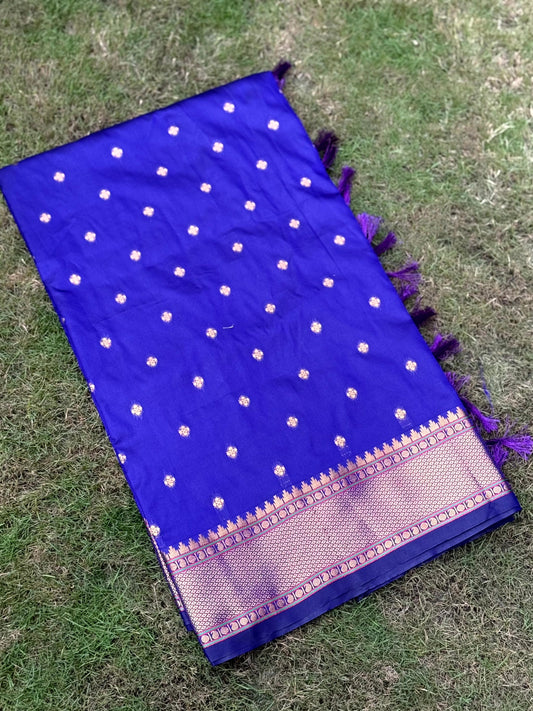 Purple Copper Zari Woven Soft Silk Paithani Saree by My Store