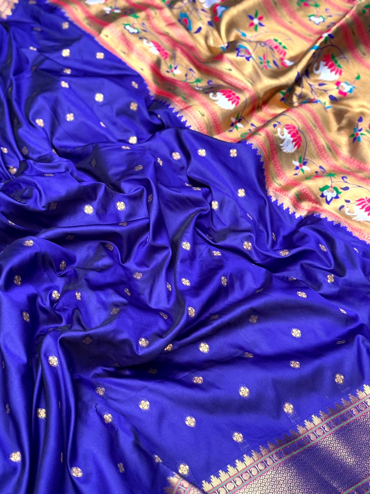 Purple Copper Zari Woven Soft Silk Paithani Saree by My Store