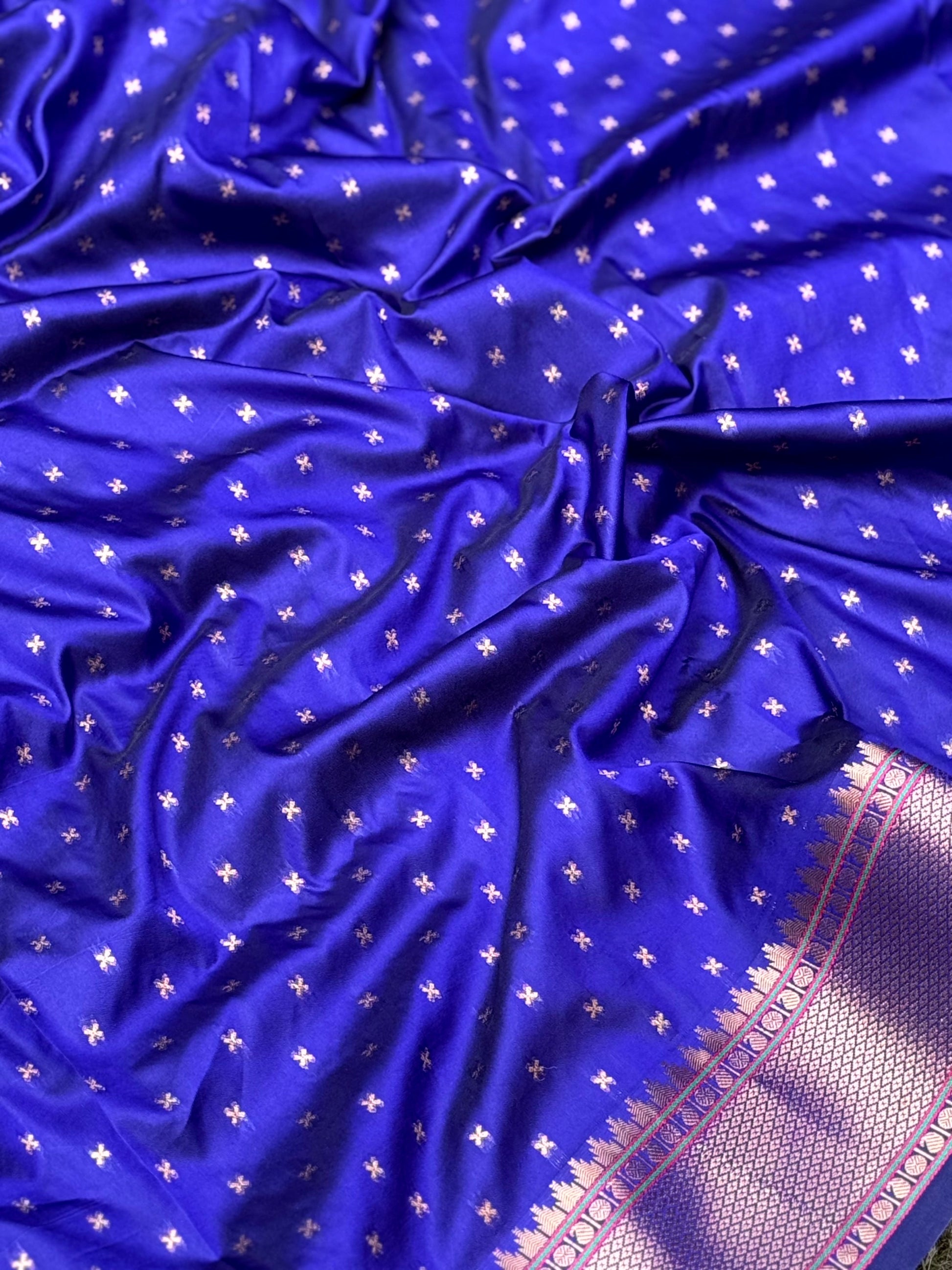 Purple Copper Zari Woven Soft Silk Paithani Saree by My Store