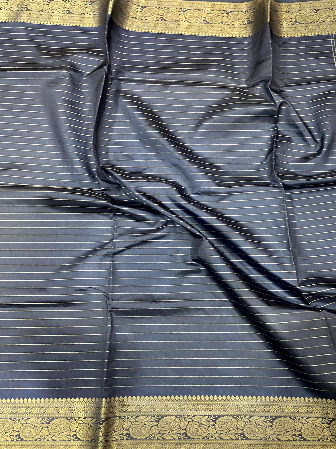 Midnight Bloom Blue Floral Saree by My Store