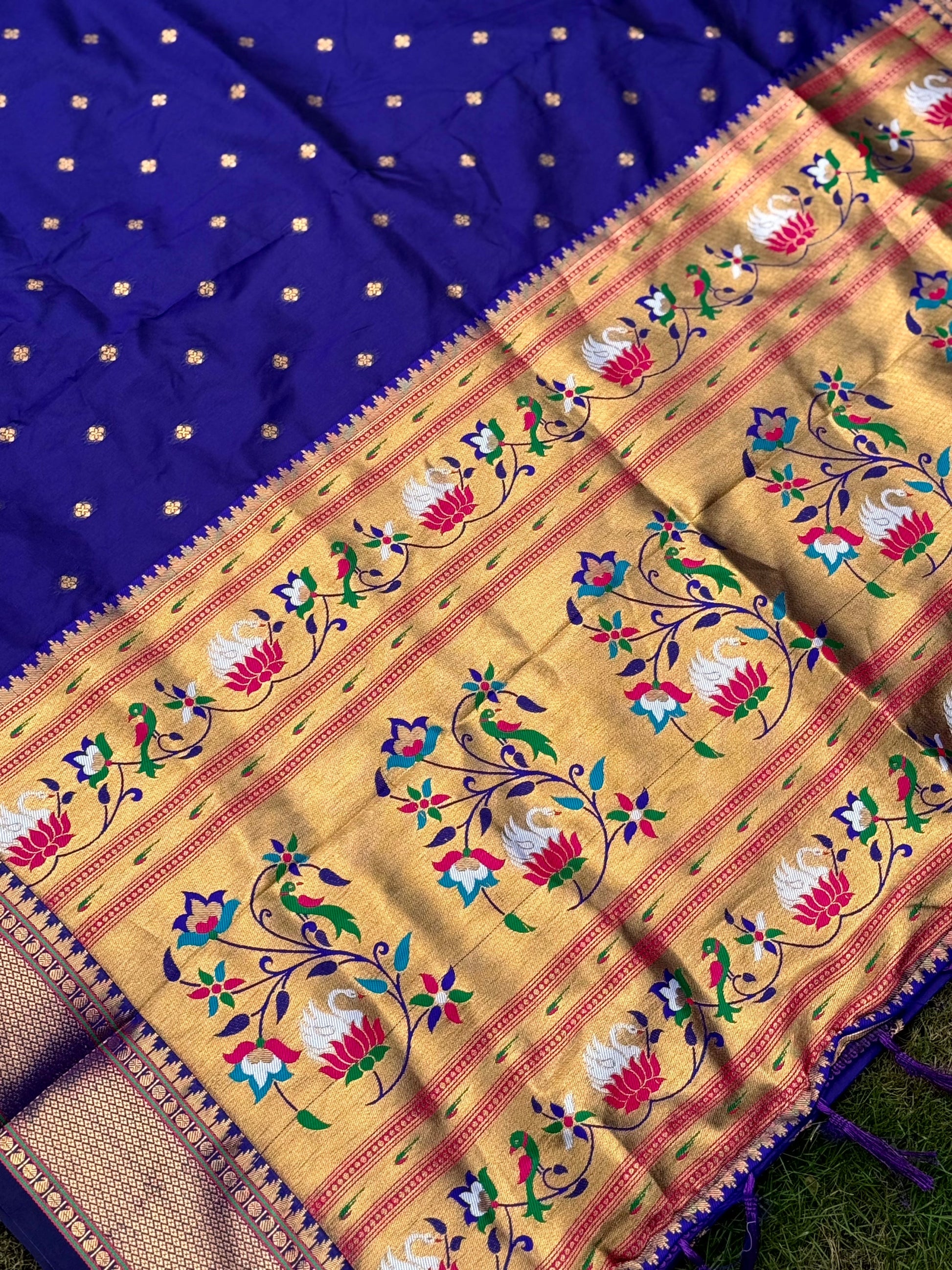 Purple Copper Zari Woven Soft Silk Paithani Saree by My Store