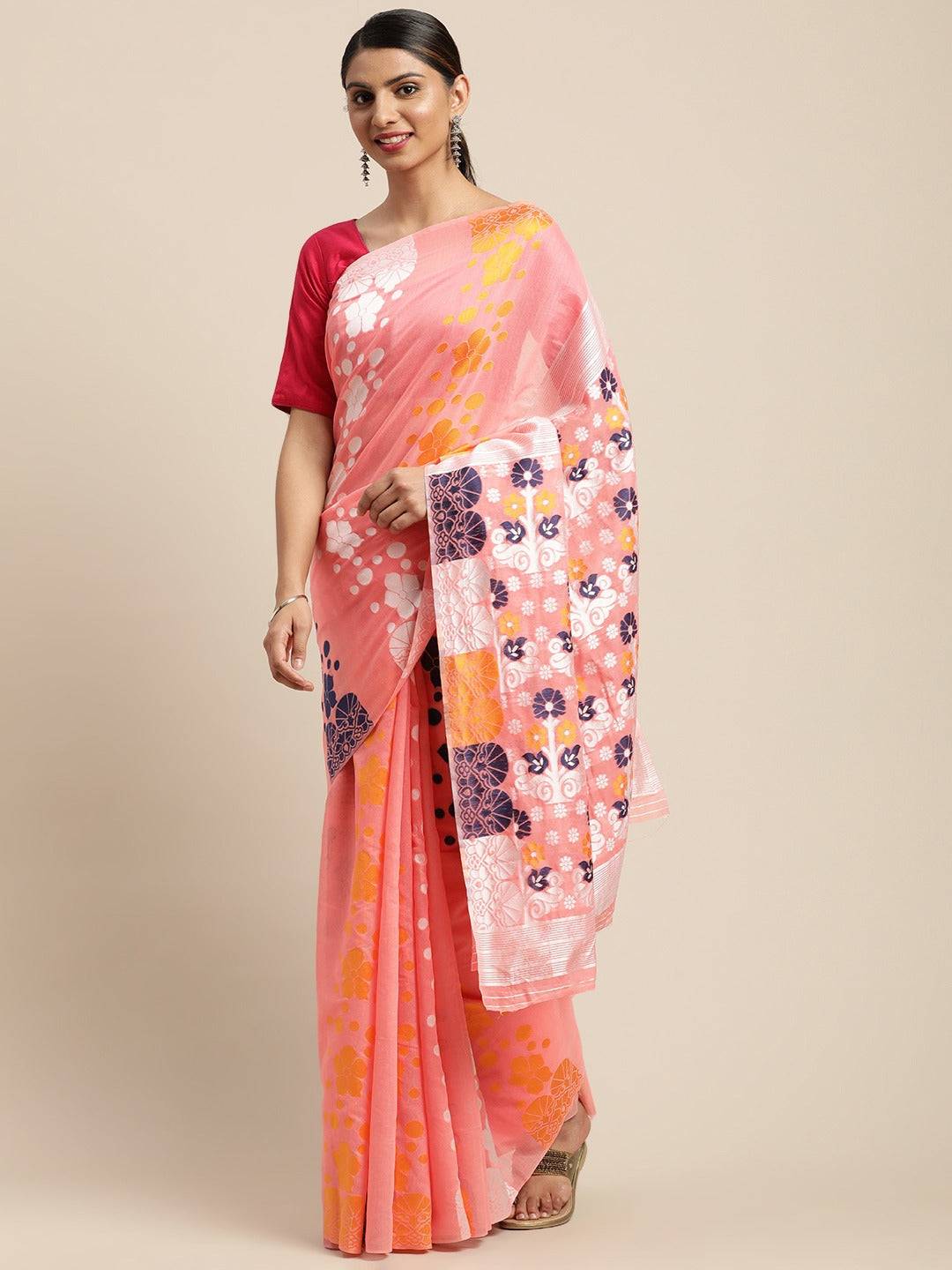 Lovely Dhakai Jamdani Light Weight Cotton Silk Saree by My Store