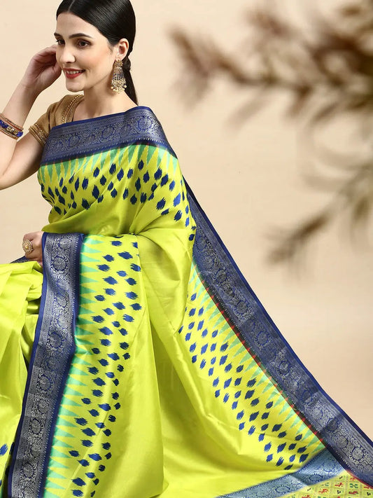 Exclusive Ikkat Digital Print With Patola Pallu Soft Silk Saree by My Store