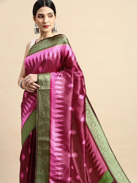 Exclusive Ikkat Digital Print With Patola Pallu Soft Silk Saree by My Store