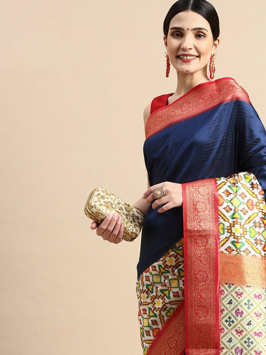 Digital Print Patola Pallu Soft Silk Saree by My Store