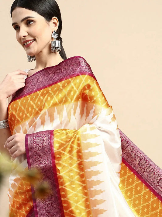 Exclusive Ikkat Digital Print With Patola Pallu Soft Silk Saree by My Store