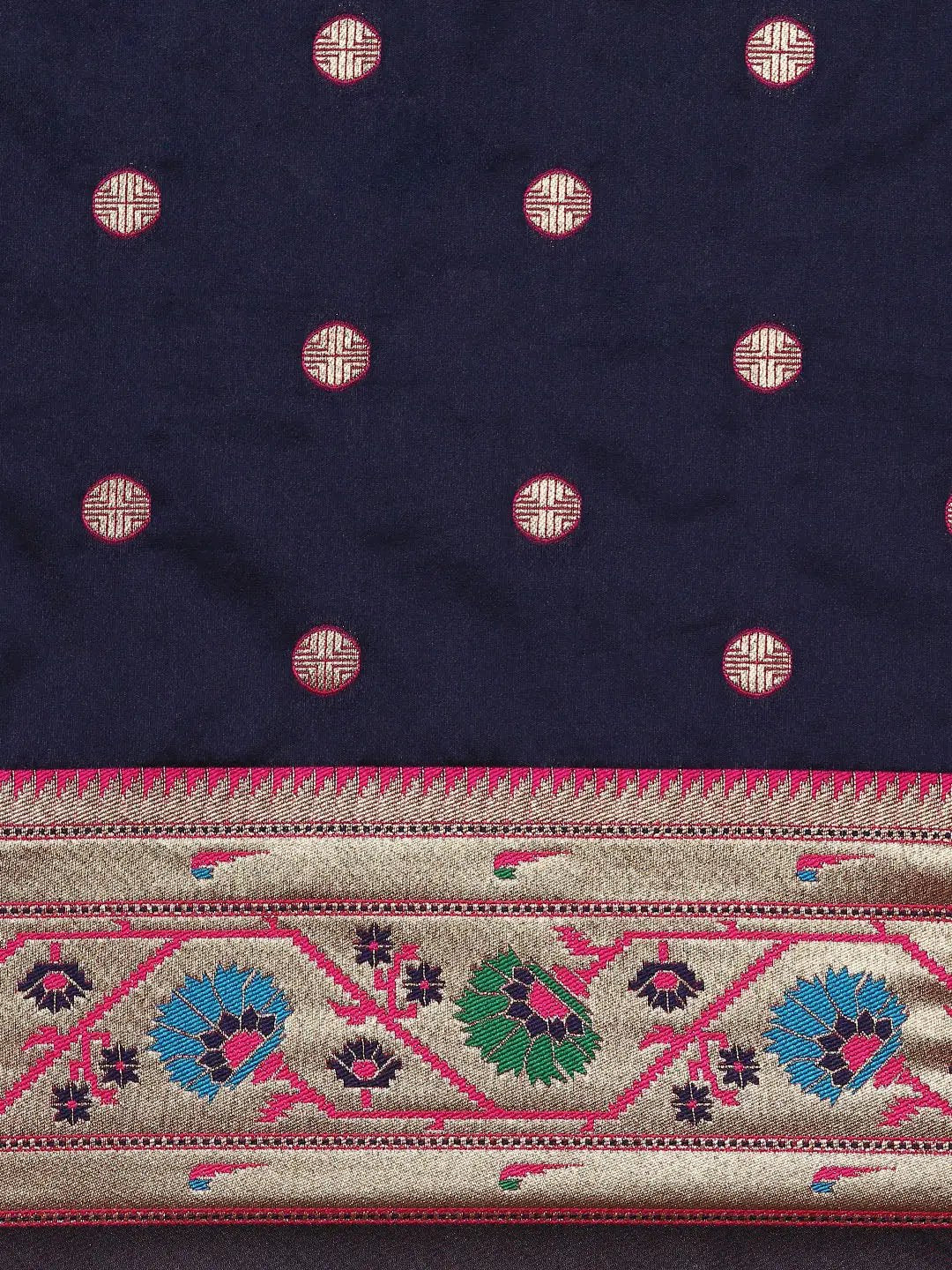 Navy Colour Yevla Paithani Soft Silk Saree by My Store