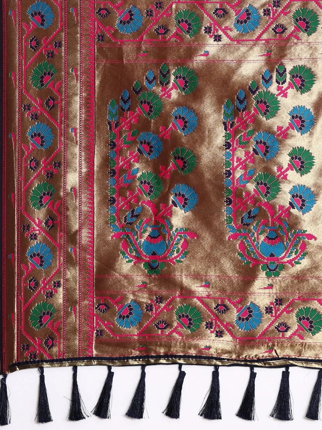 Navy Colour Yevla Paithani Soft Silk Saree by My Store