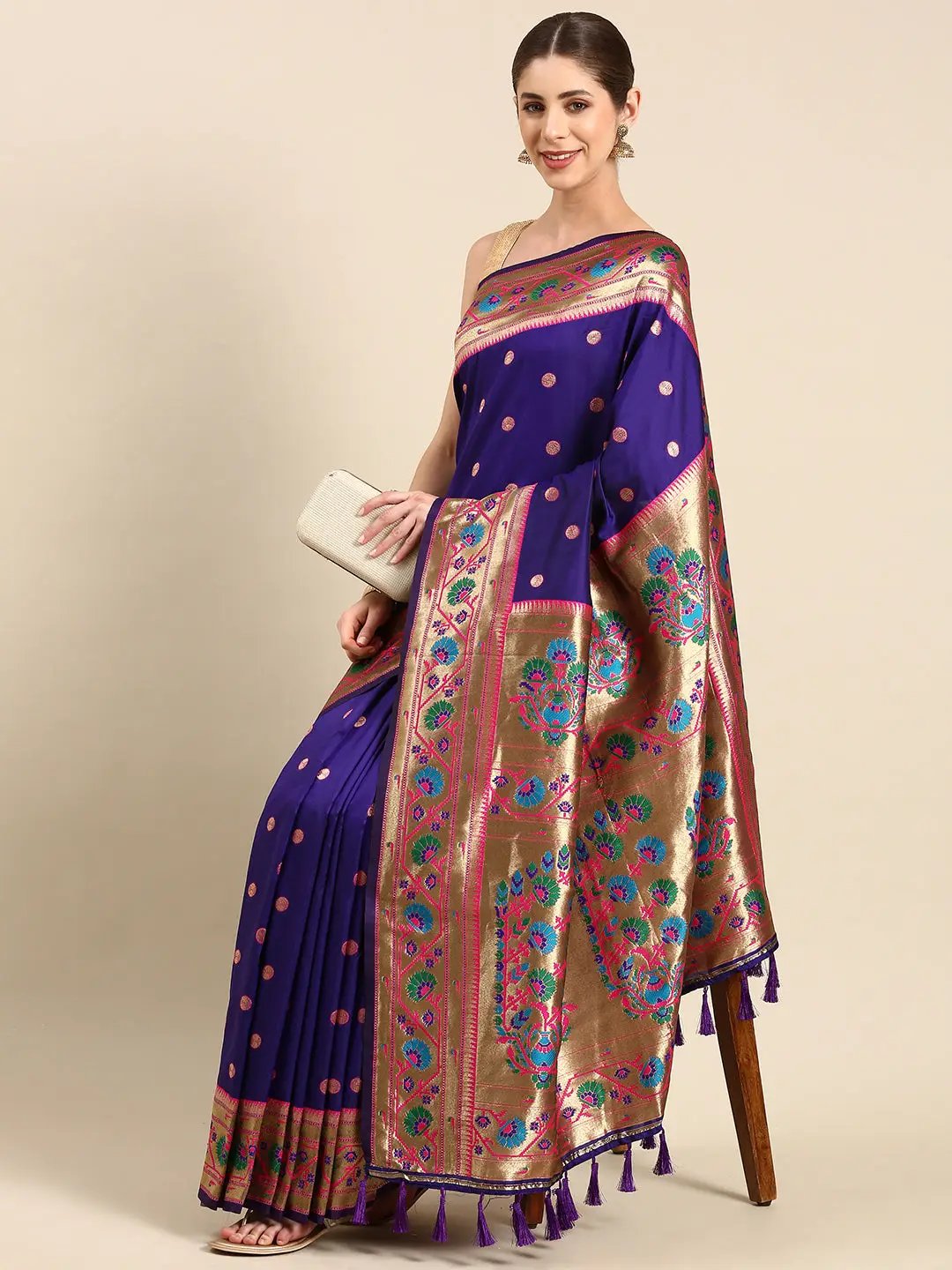 Purple Colour Yevla Paithani Soft Silk Saree by My Store