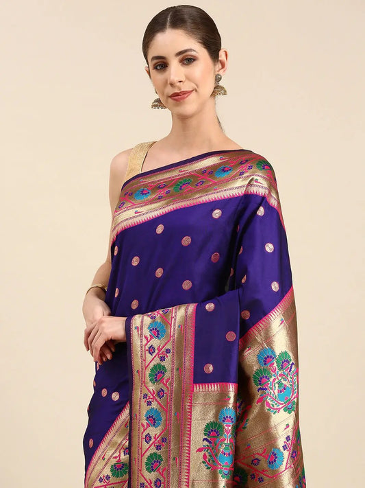 Purple Colour Yevla Paithani Soft Silk Saree by My Store