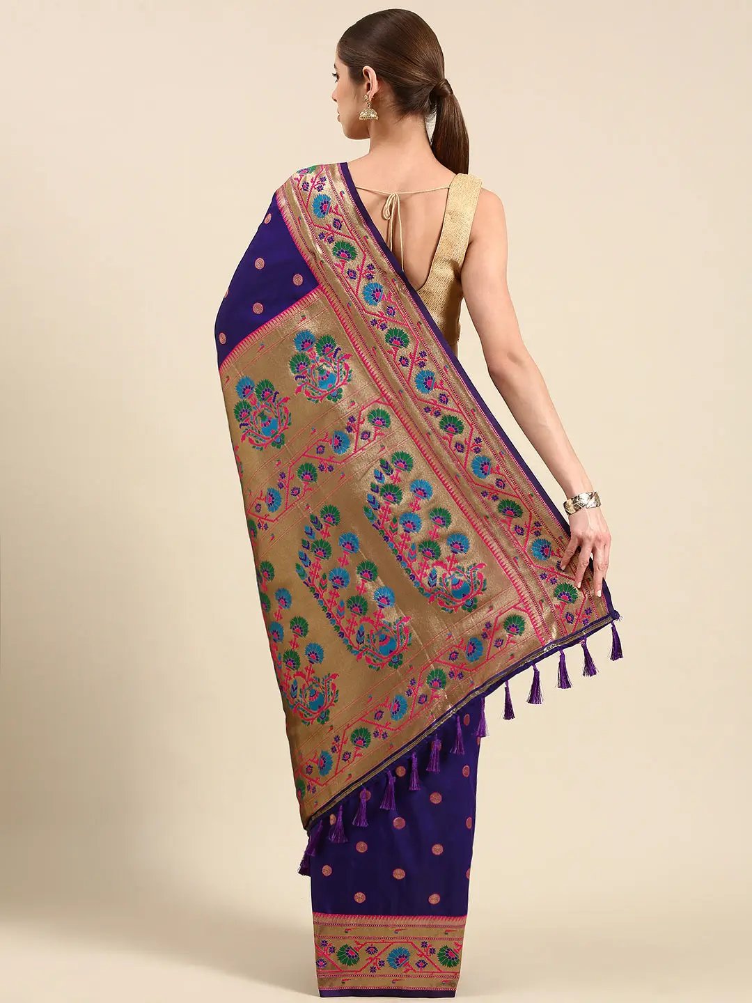 Purple Colour Yevla Paithani Soft Silk Saree by My Store