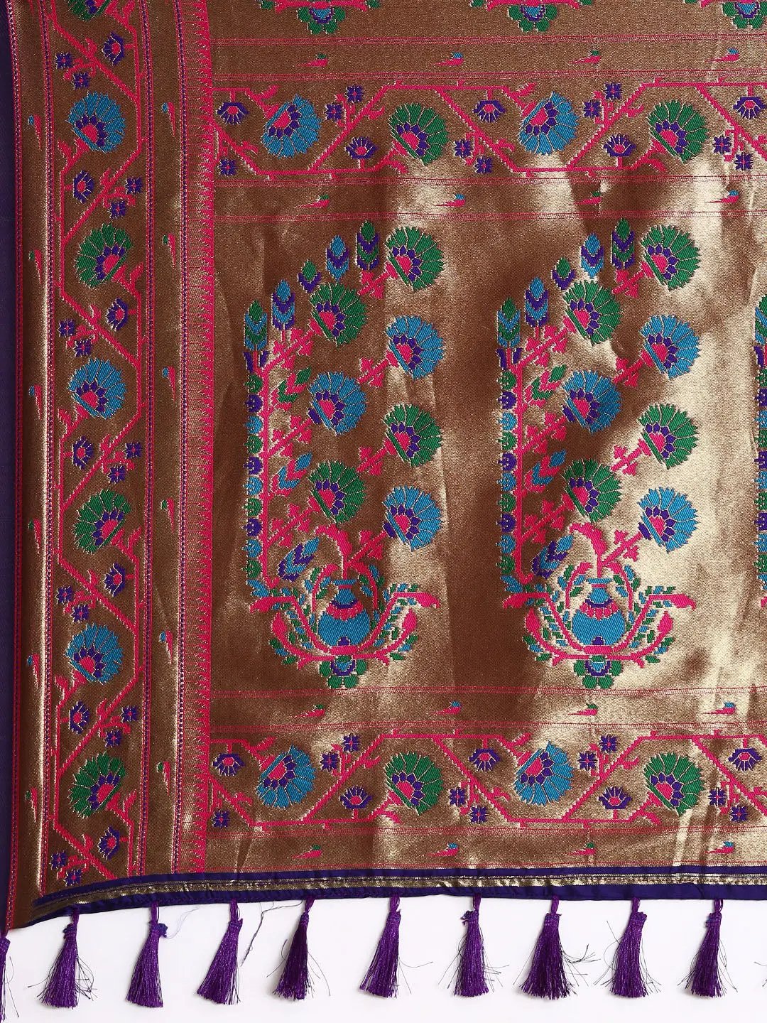 Purple Colour Yevla Paithani Soft Silk Saree by My Store