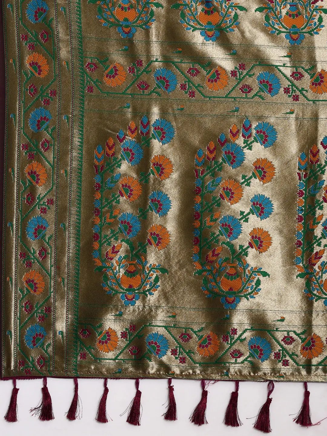 Wine Colour Yevla Paithani Soft Silk Saree