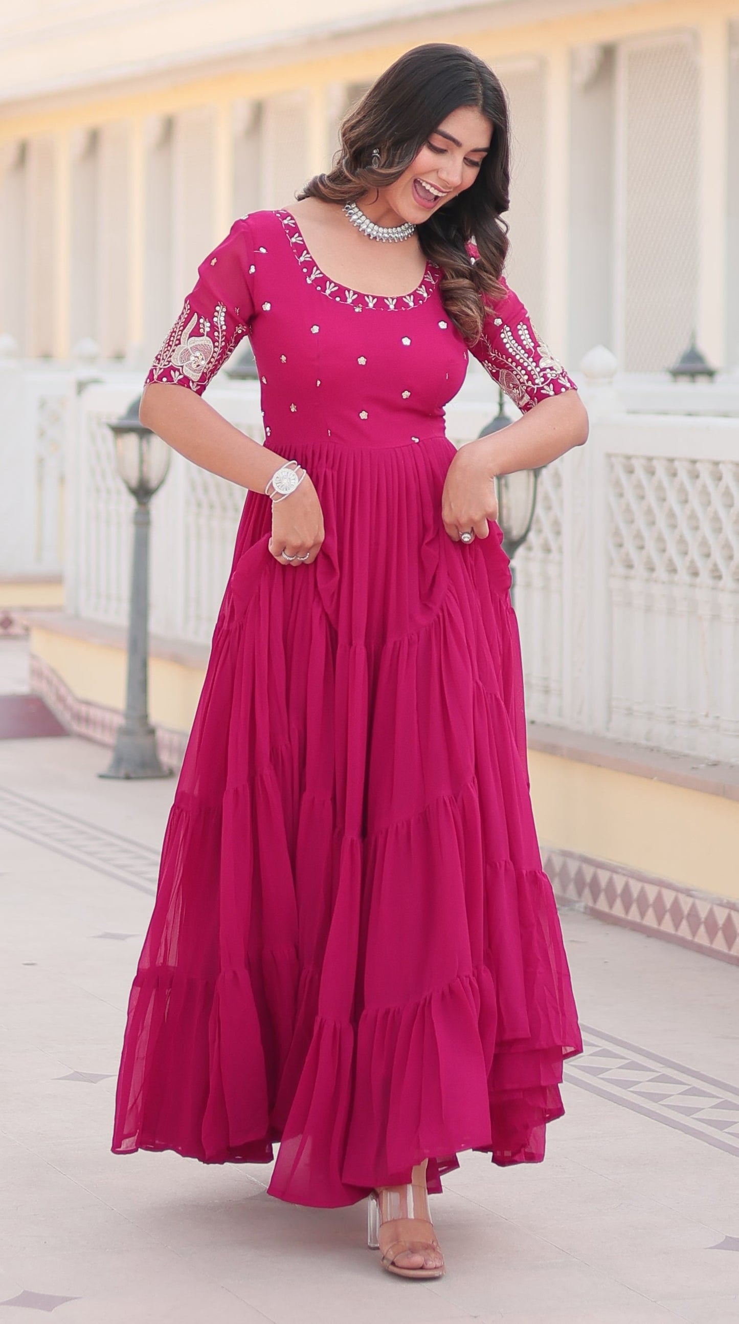 Raksh Badhan Special Trending Pink Kurta Set