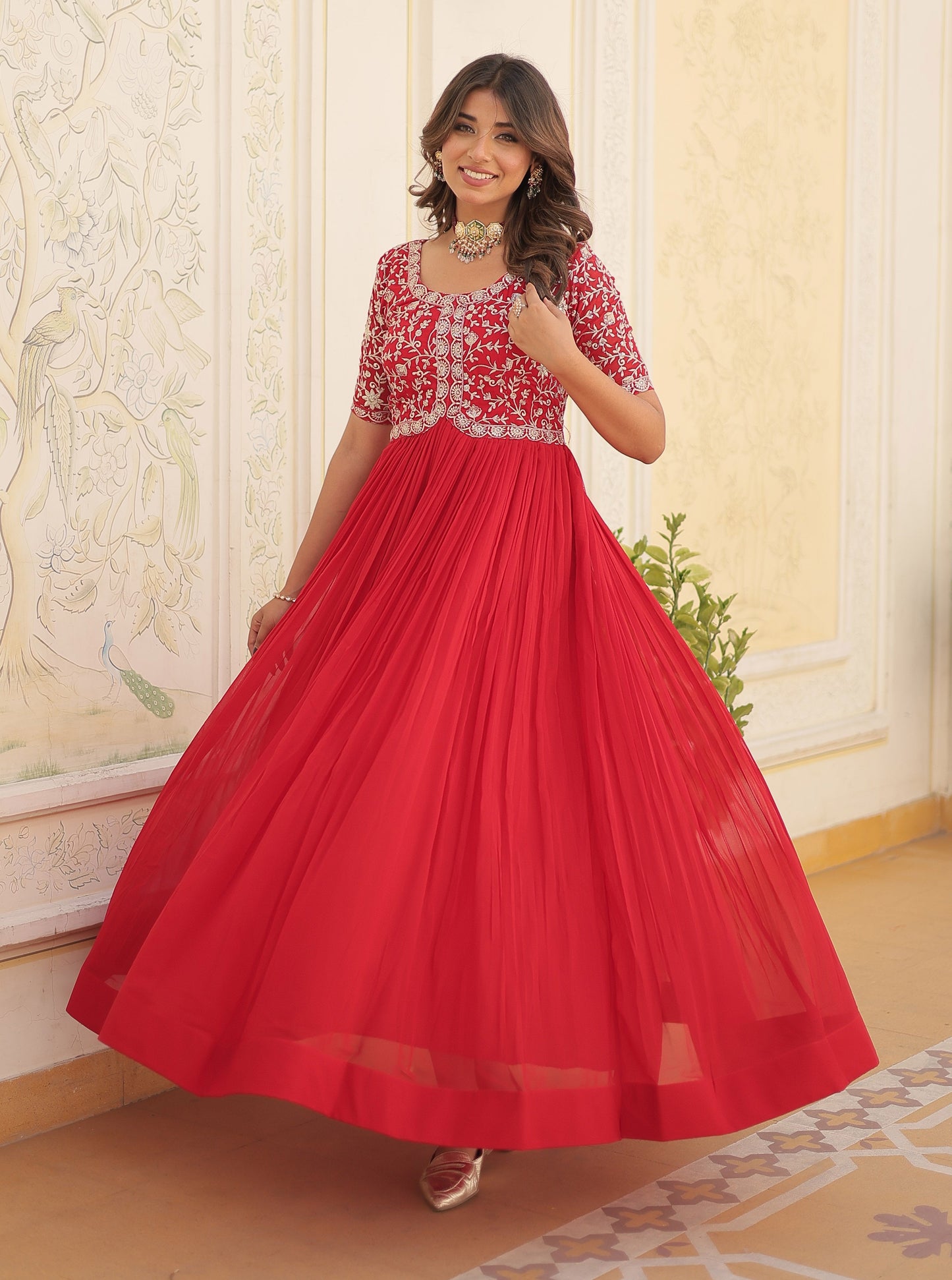 Premium Designer Readymade Red KurtaSet