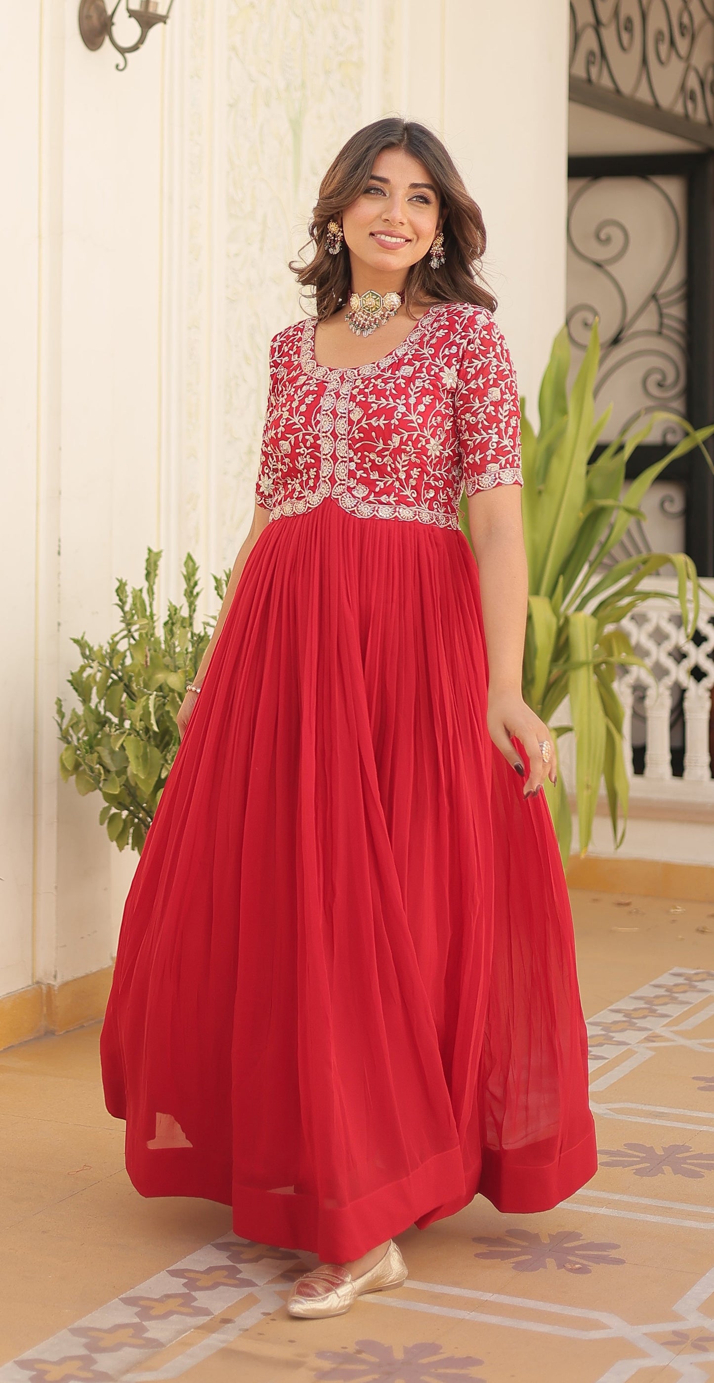 Premium Designer Readymade Red KurtaSet