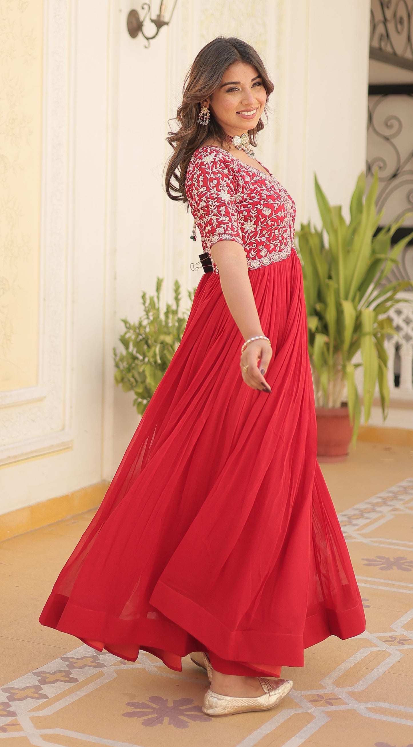Premium Designer Readymade Red KurtaSet