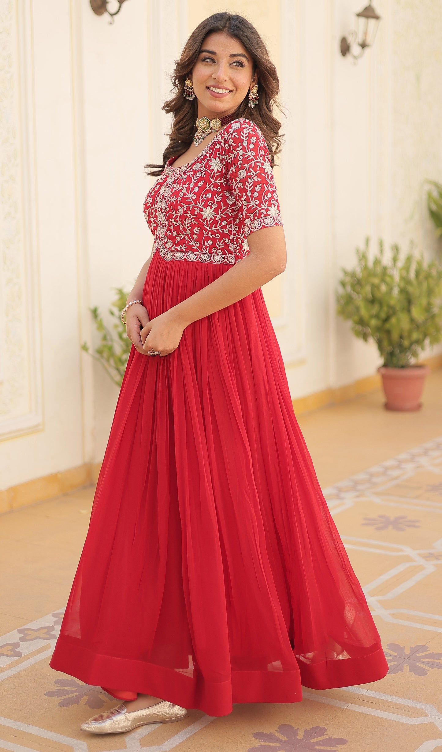 Premium Designer Readymade Red KurtaSet