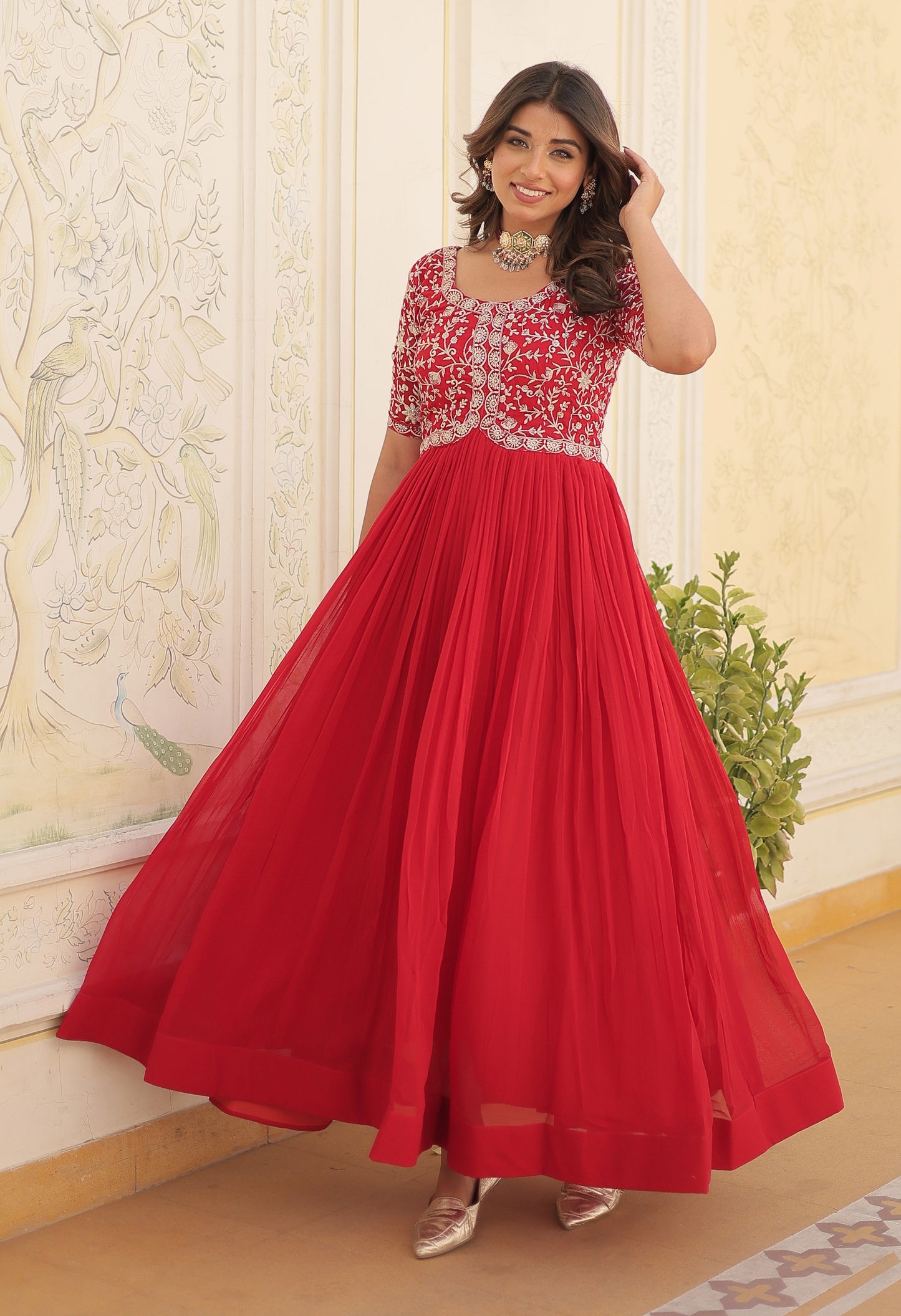 Premium Designer Readymade Red KurtaSet