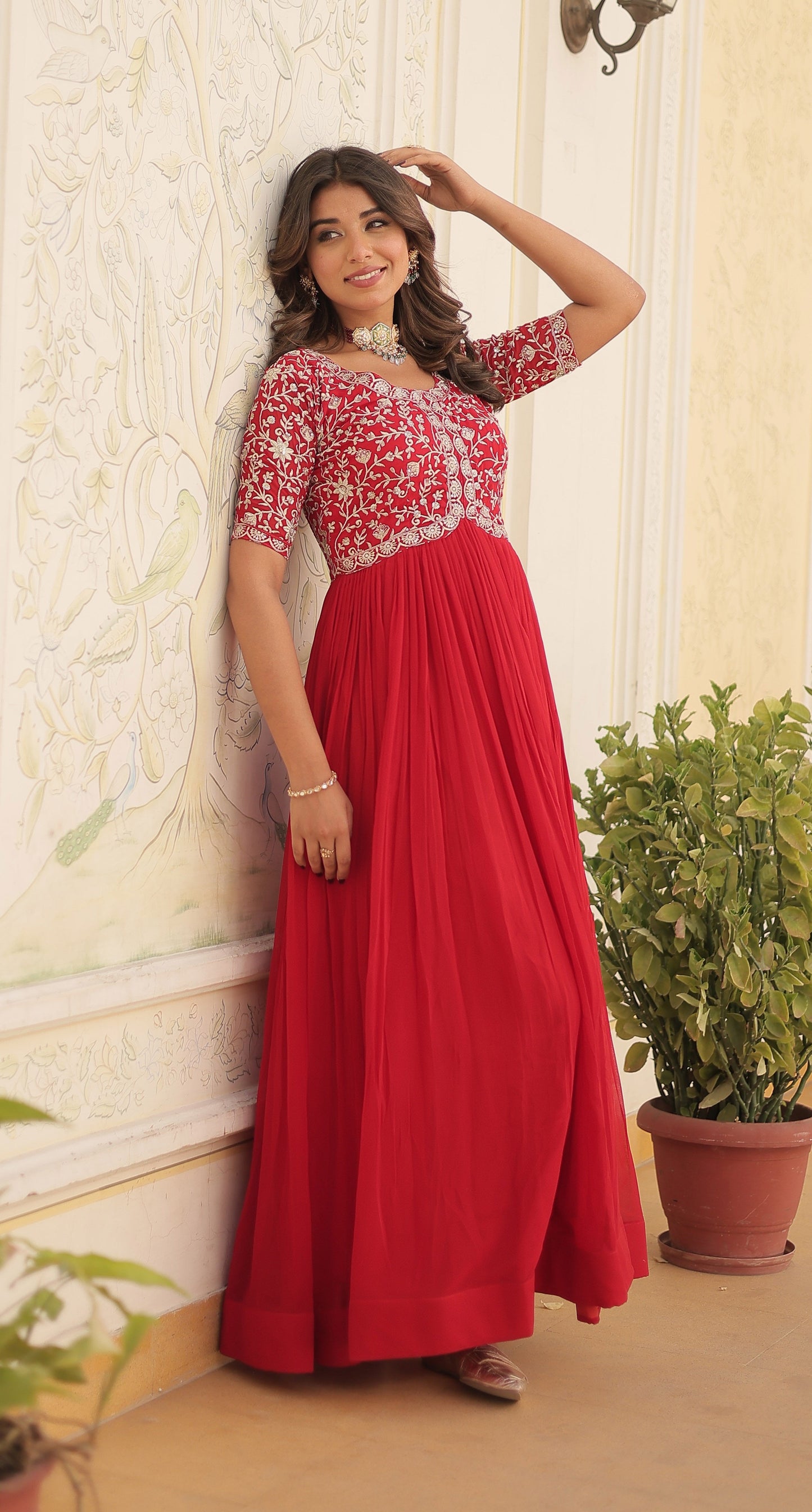 Premium Designer Readymade Red KurtaSet