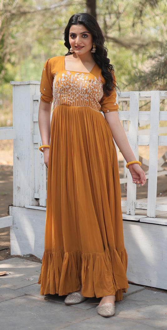 Sequence Wear Cotton Yellow Kurta Set