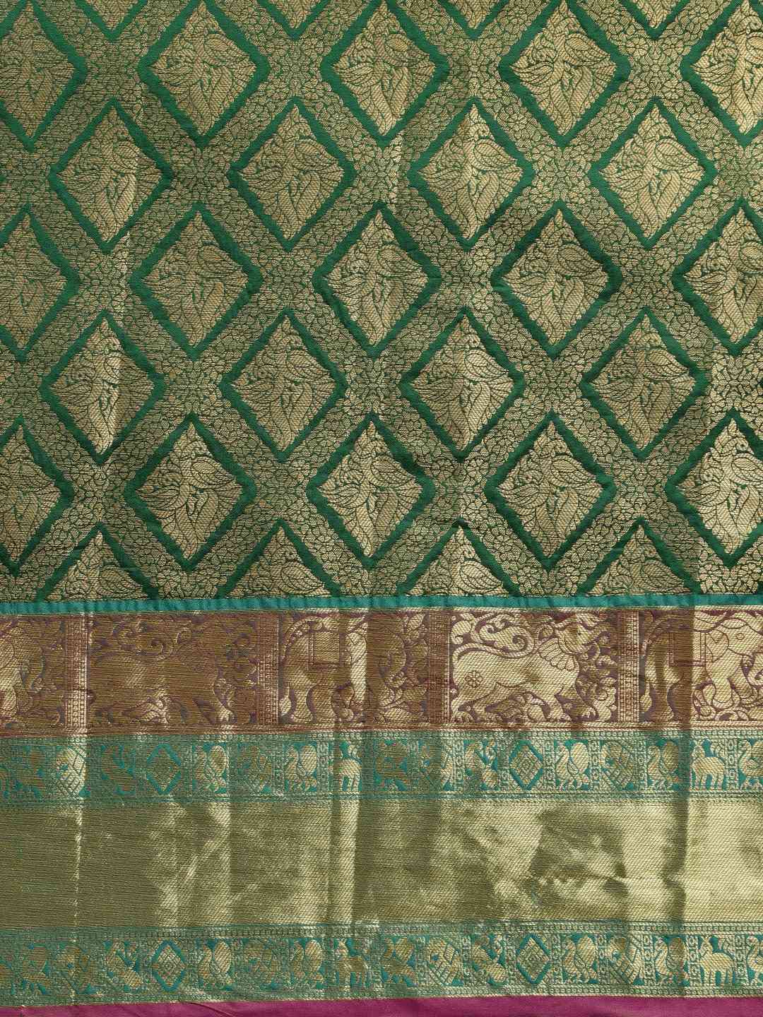 Banarasi Silk Cotton Green Colour Woven Design Saree by My Store
