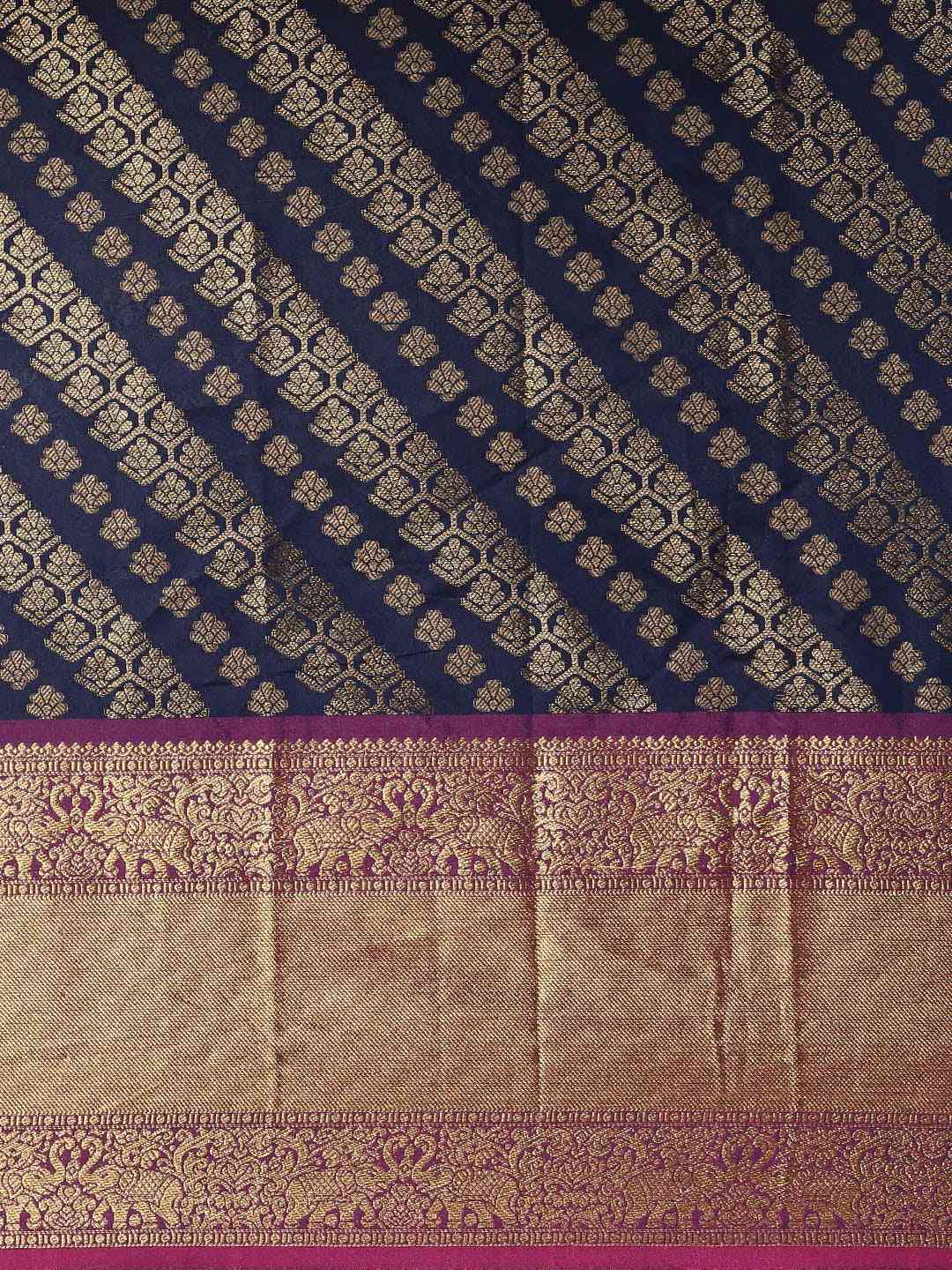 Pure Kanjivaram Navy Colour Zari Silk Saree by My Store