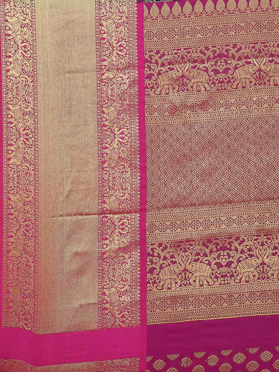 Pure Kanjivaram Navy Colour Zari Silk Saree by My Store