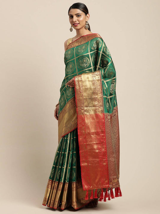 Exclusive Banarasi Pattu Zari Motifs Festive Wear Saree by My Store
