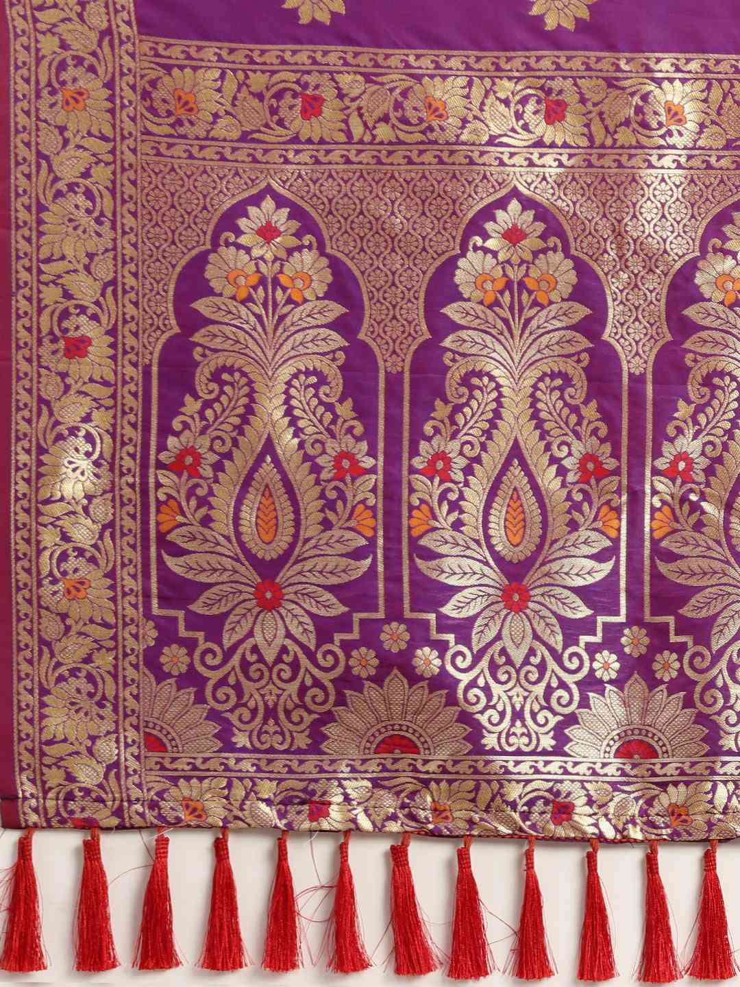 Pure Kanjivaram Silk Purple Colour Woven Design Saree by My Store