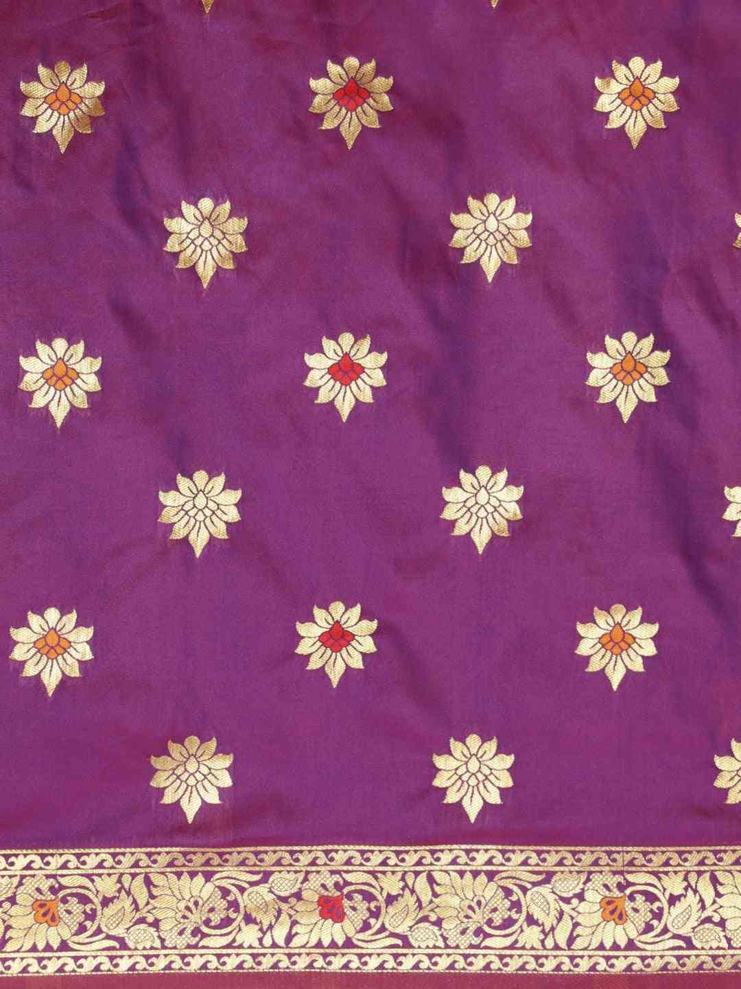 Pure Kanjivaram Silk Purple Colour Woven Design Saree by My Store